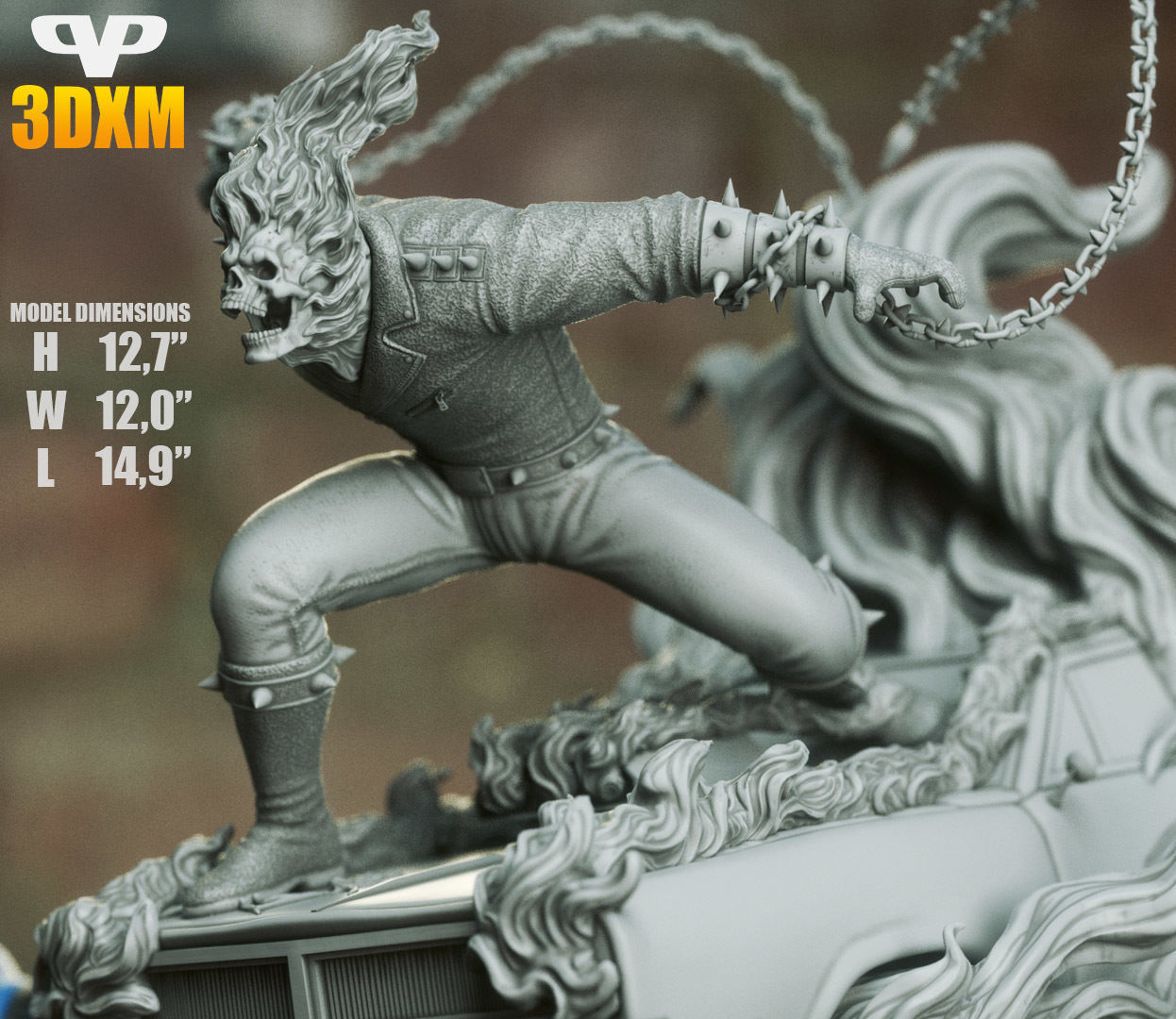 Ghost Rider STL for 3D Printing ChibiSTL 3DXM 3D print model_3