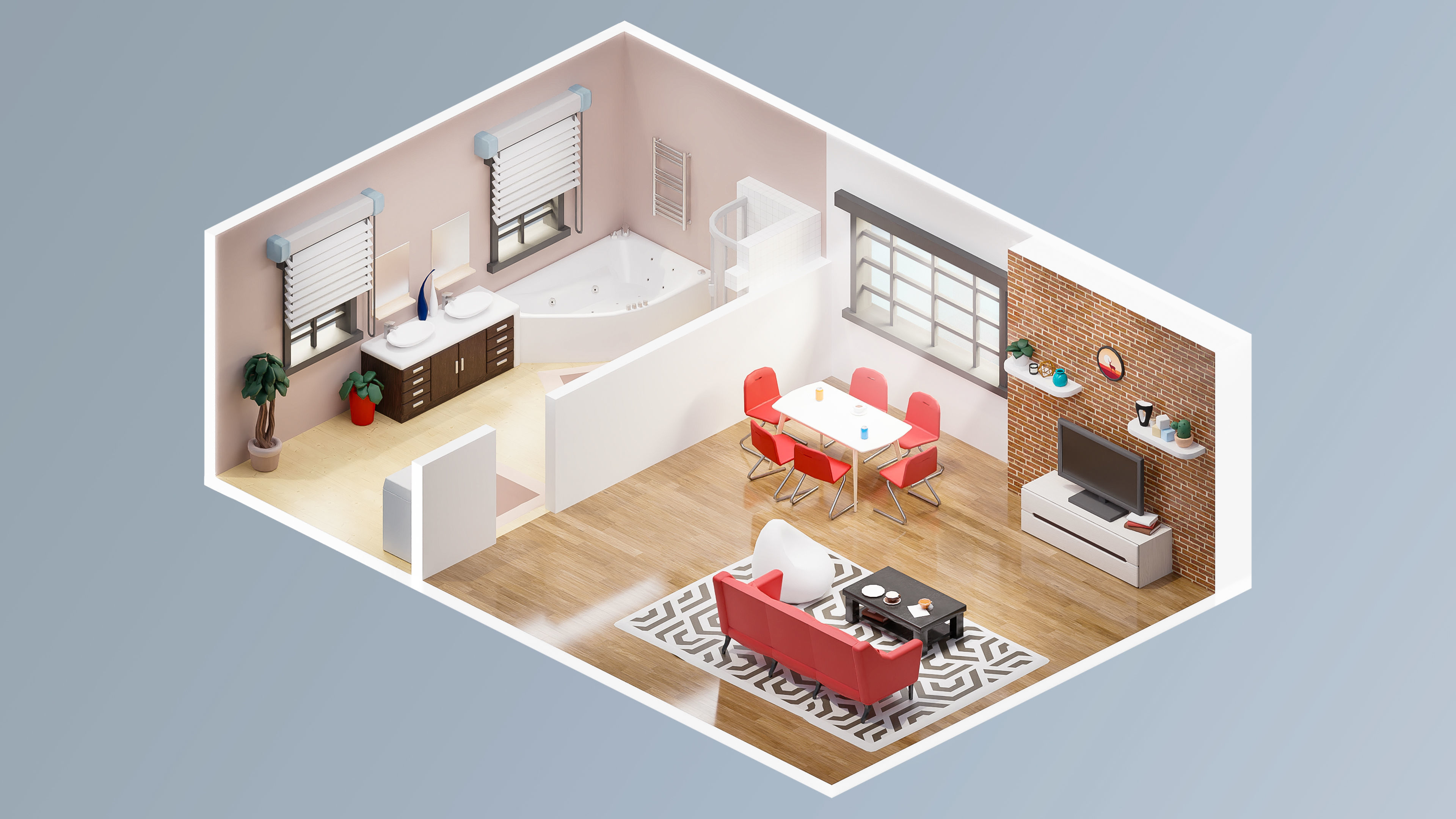 Room 38 Low-poly 3D model_3