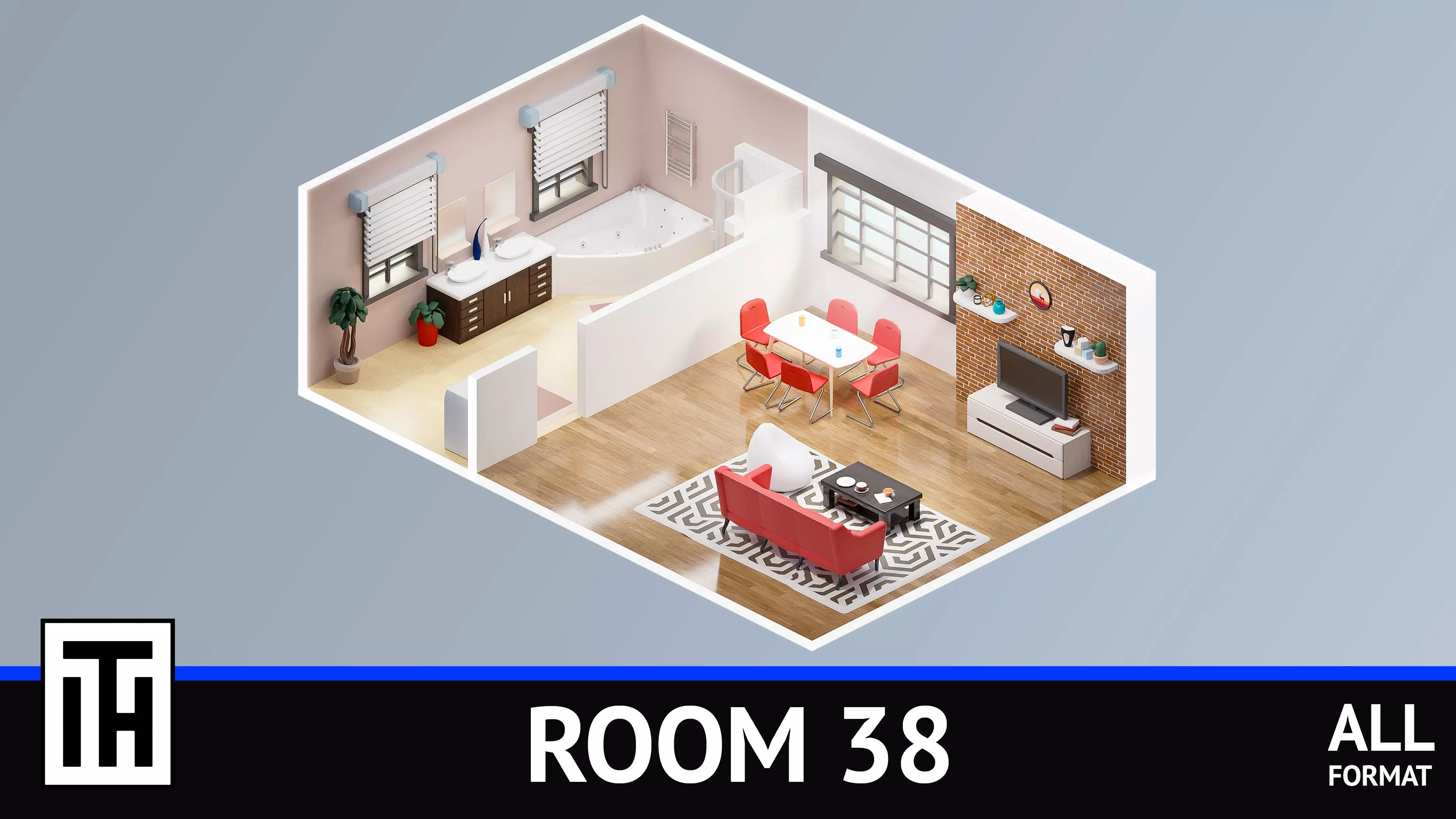 Room 38 Low-poly 3D model_0