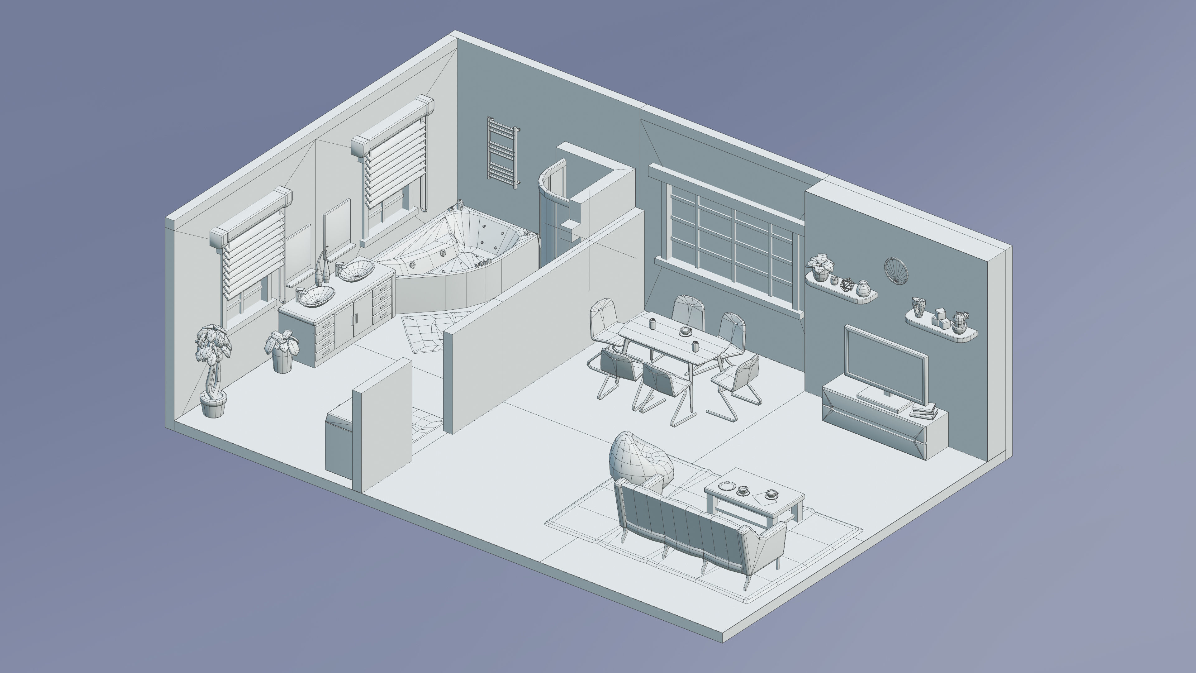 Room 38 Low-poly 3D model_5