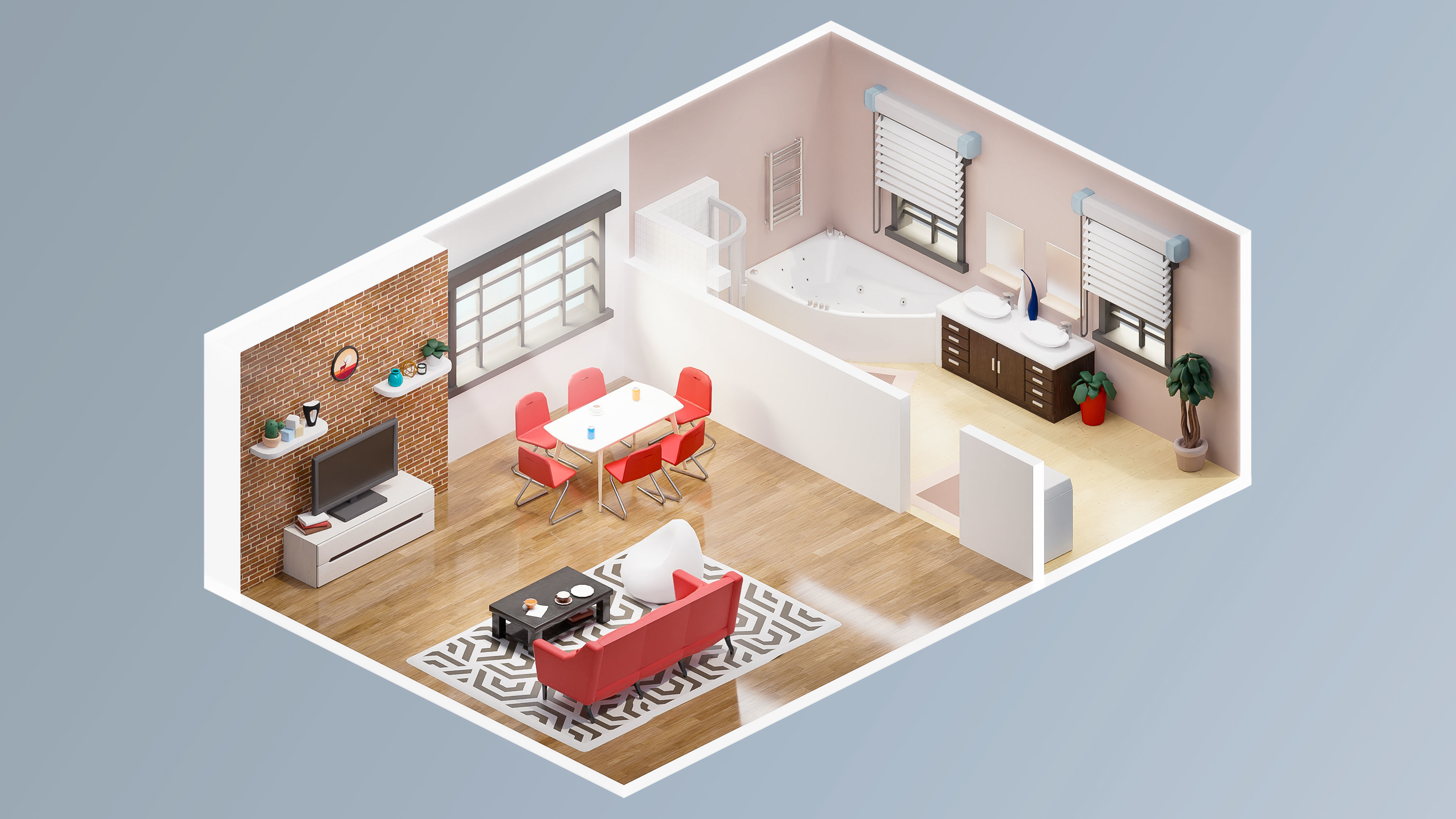 Room 38 Low-poly 3D model_4