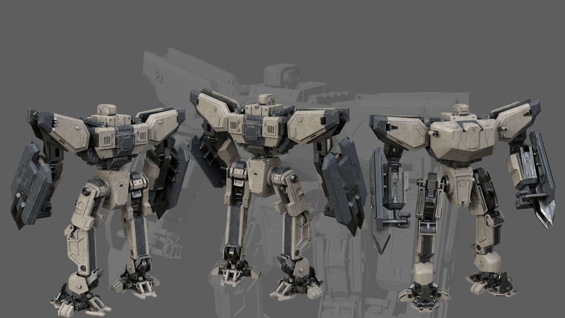 Sci Fi Mech Battle Scene Low-poly 3D model_2