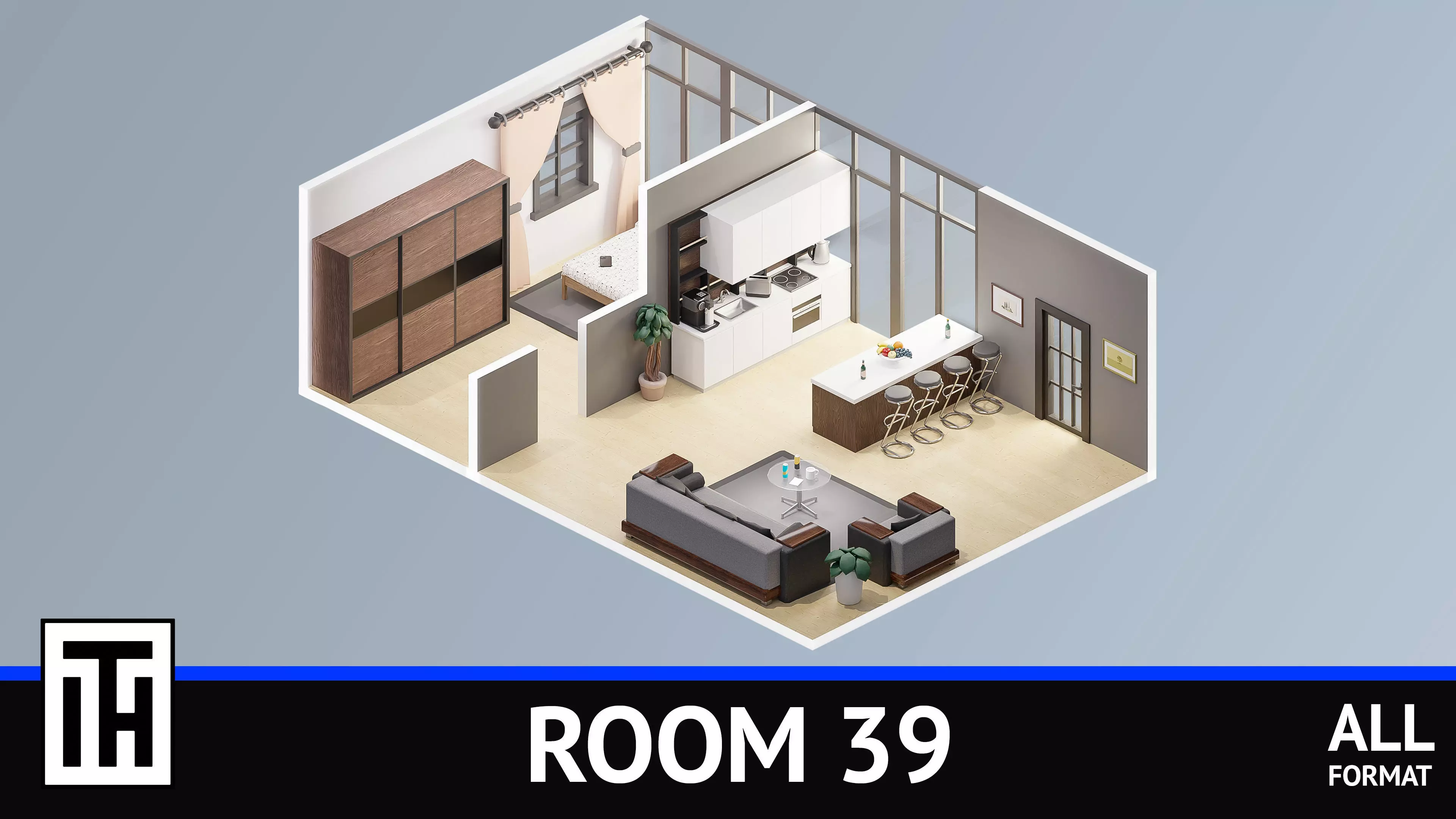 Room 39 Low-poly 3D model_0