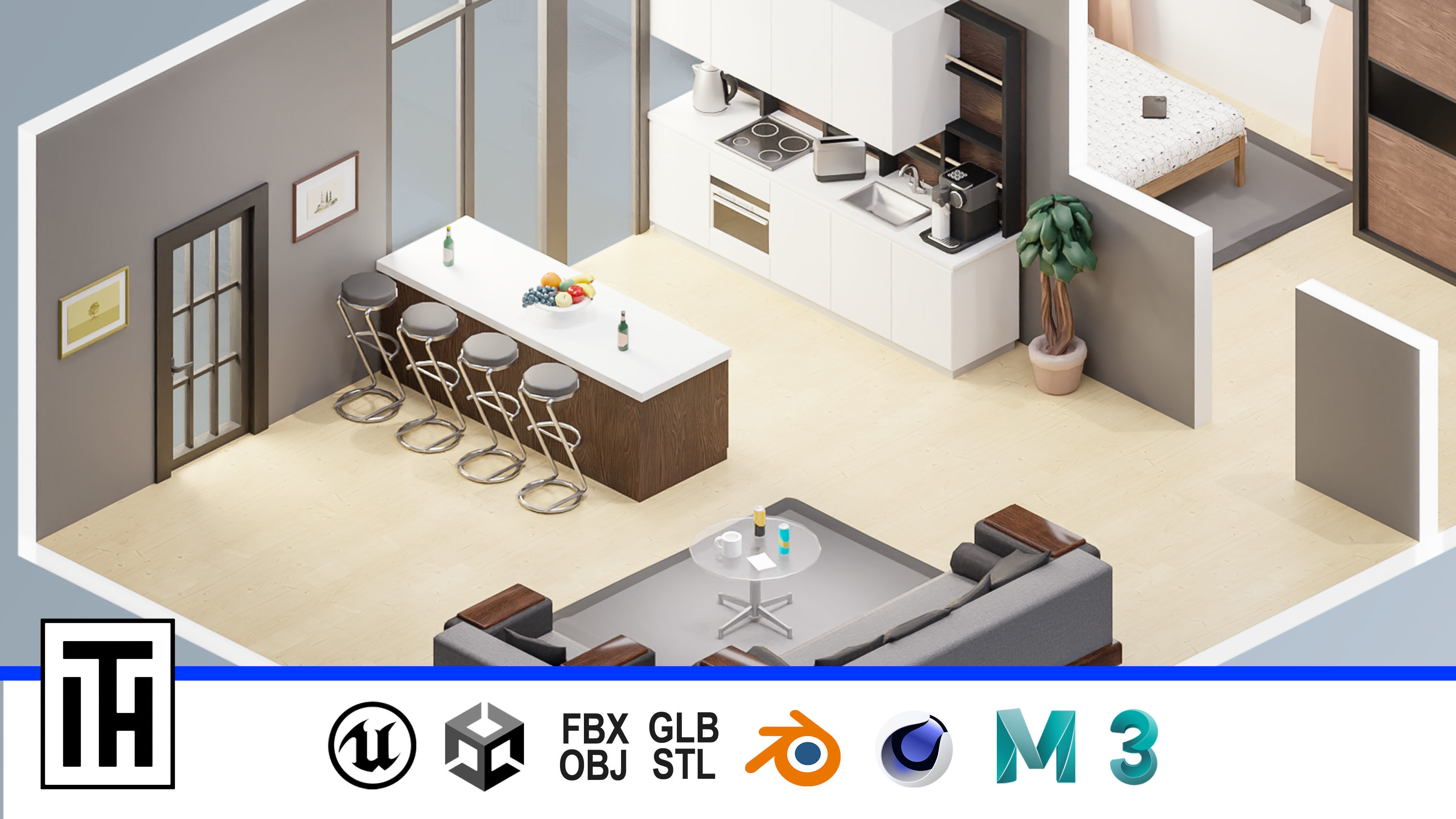 Room 39 Low-poly 3D model_1