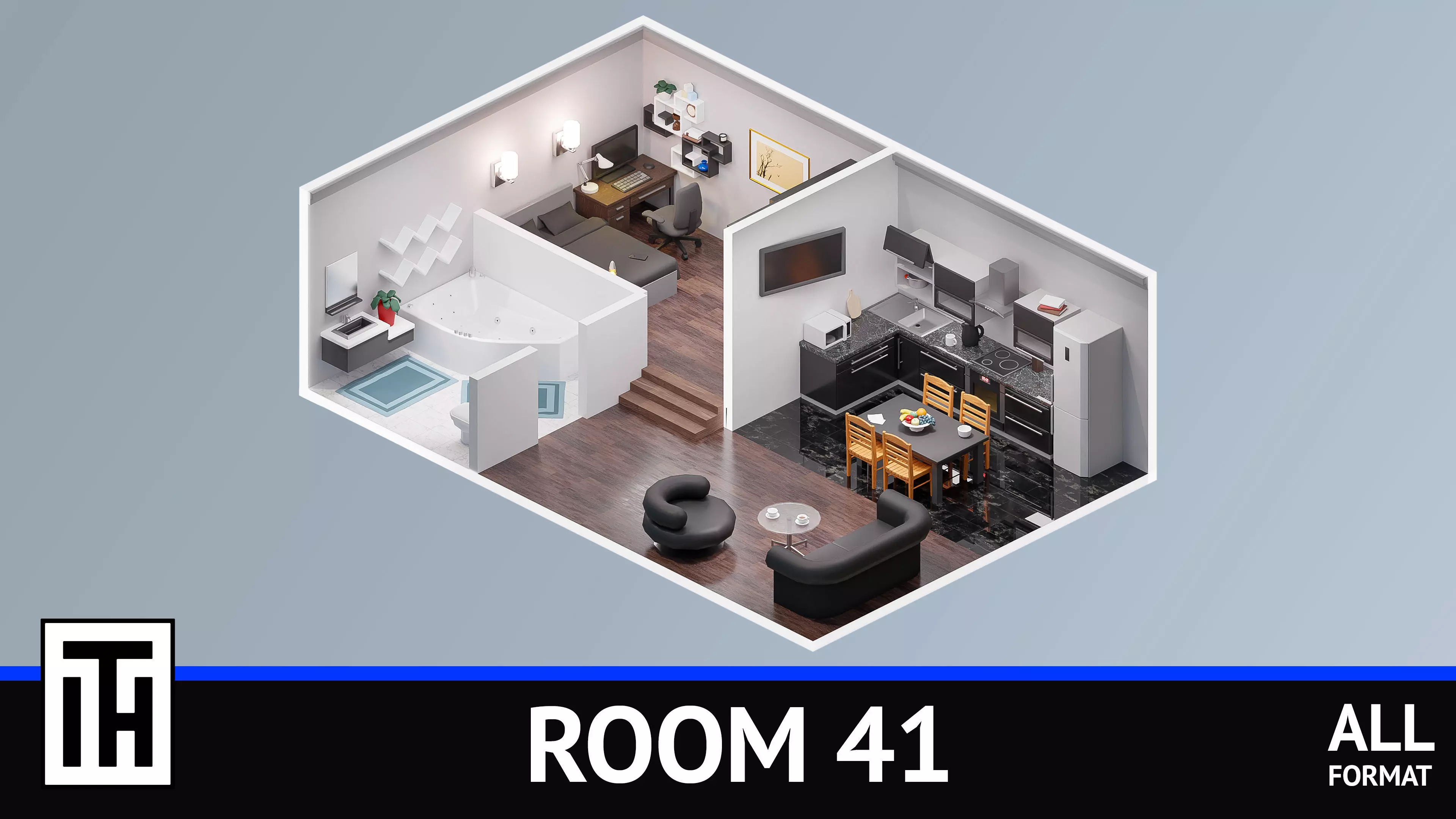 Room 41 Low-poly 3D model_0
