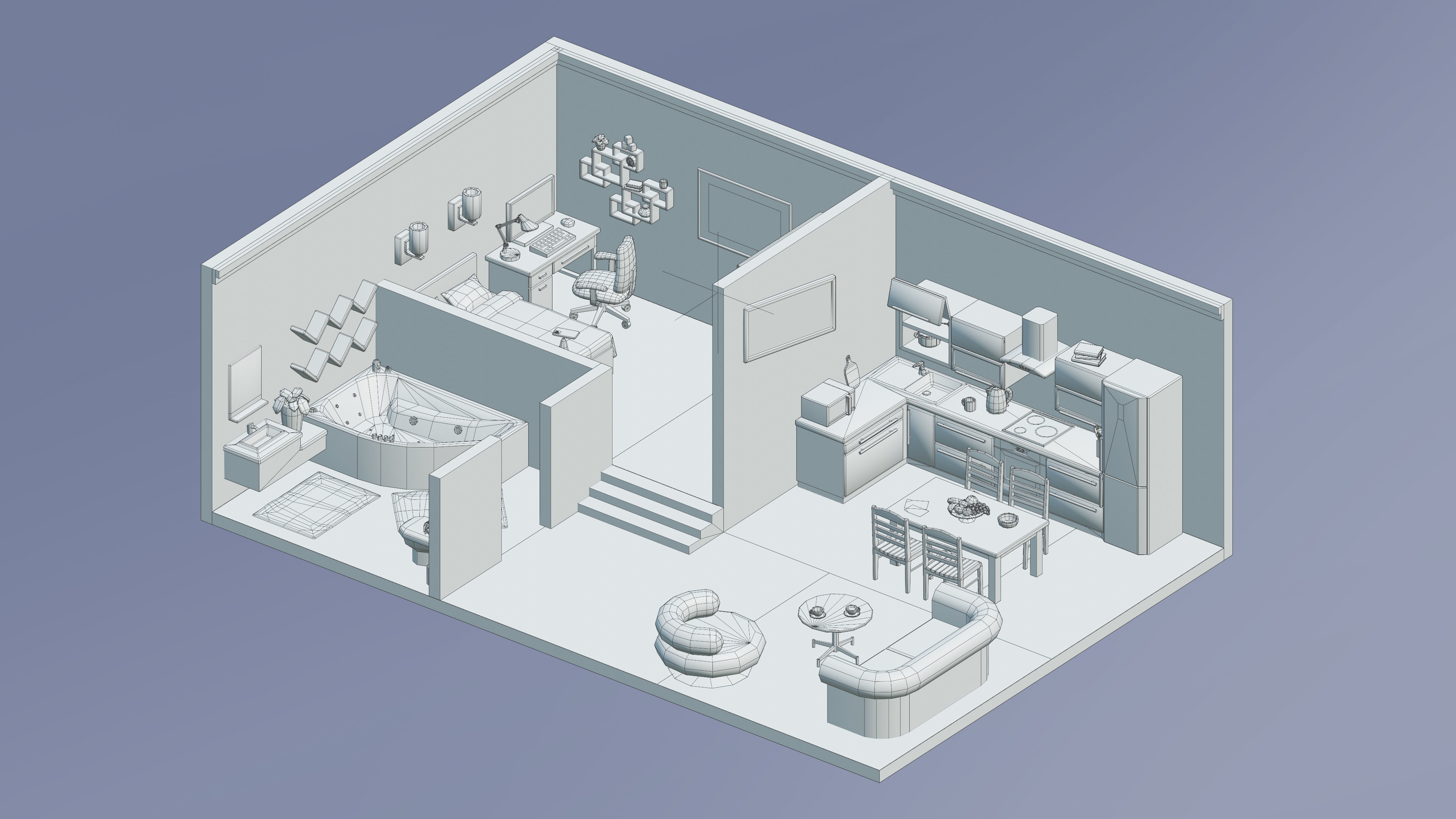 Room 41 Low-poly 3D model_5