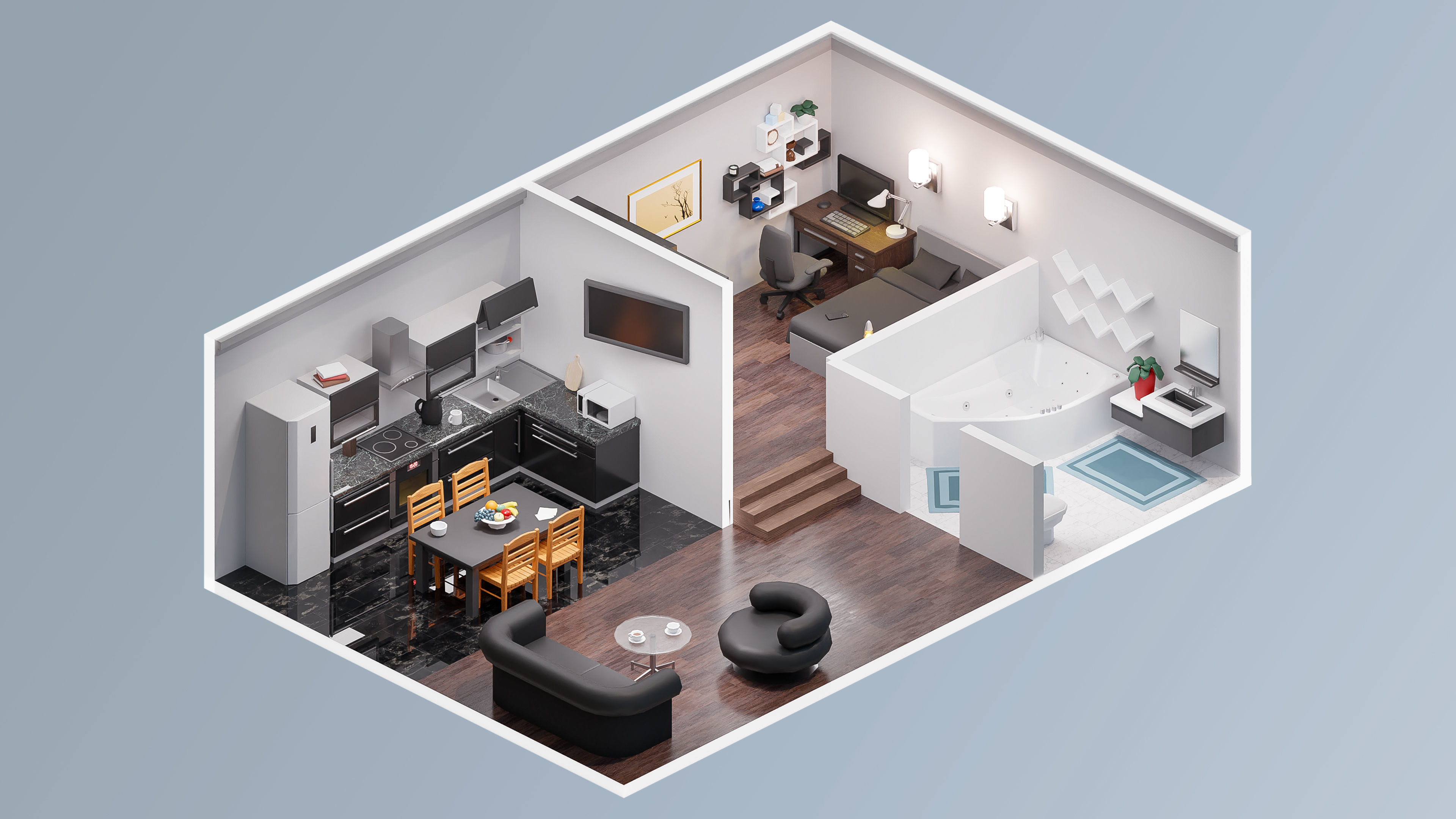 Room 41 Low-poly 3D model_4