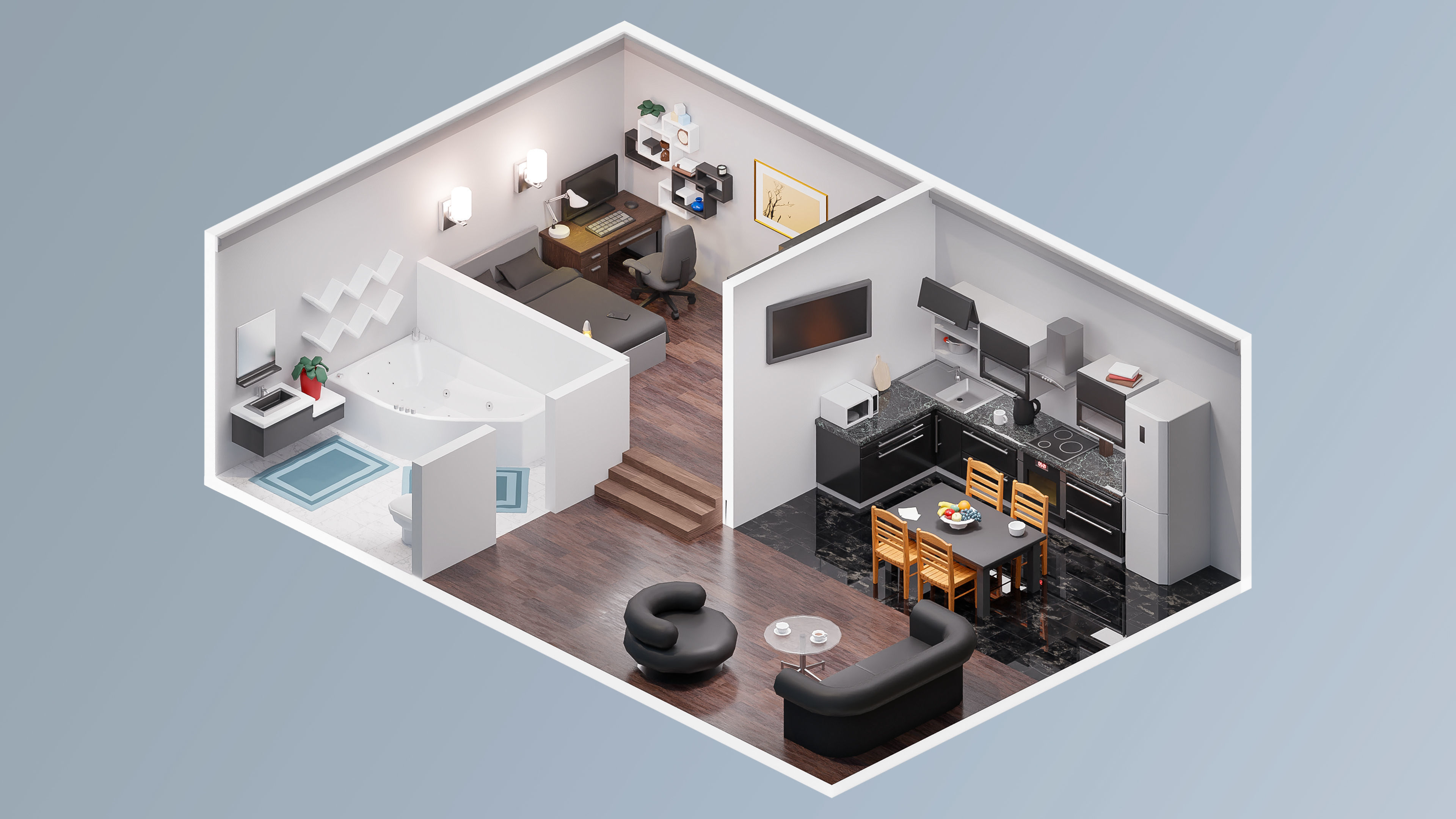 Room 41 Low-poly 3D model_3