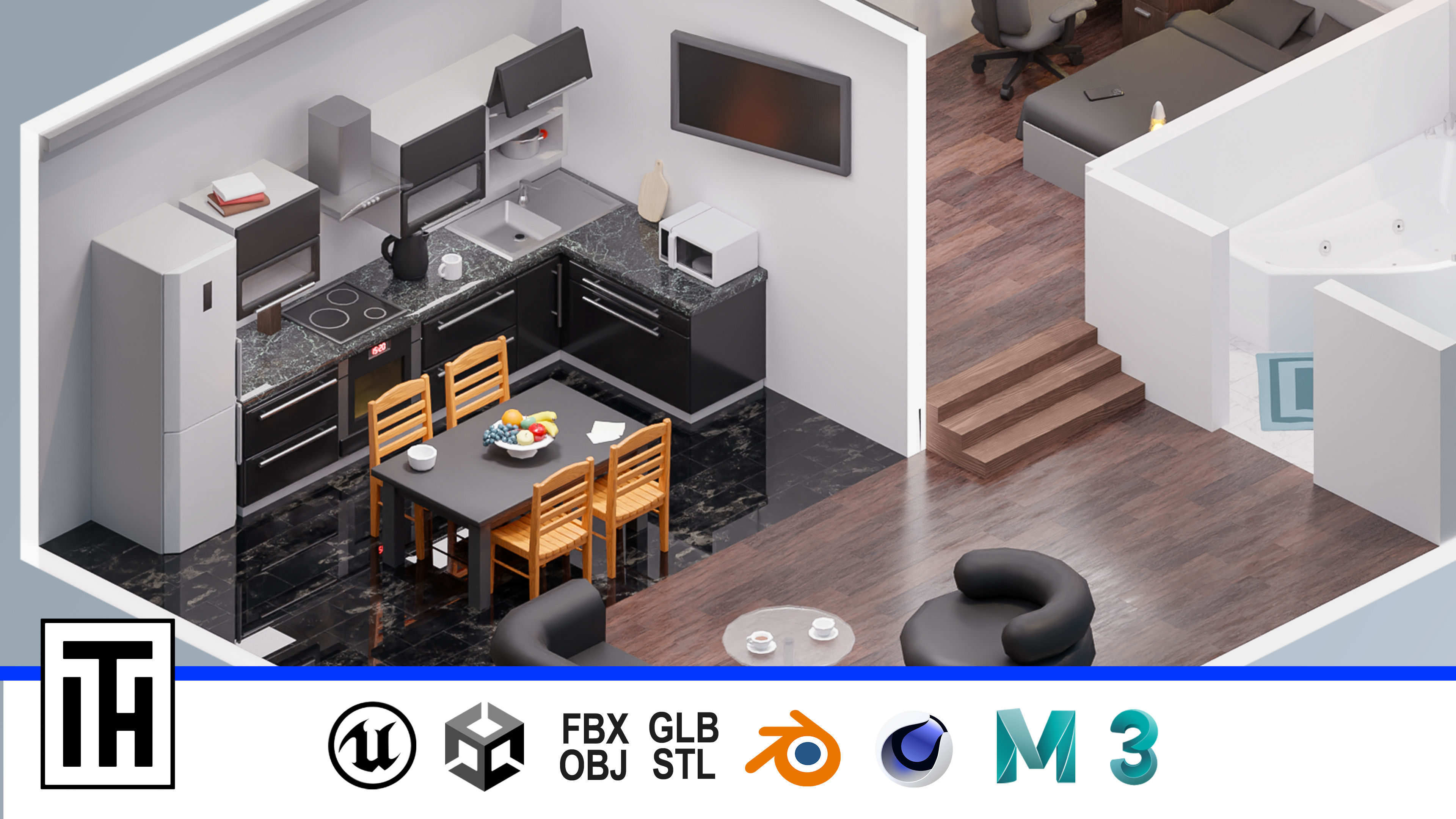 Room 41 Low-poly 3D model_1