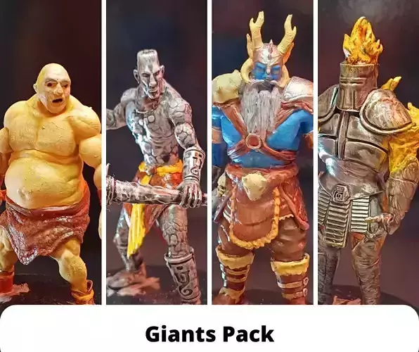 RPG MINIATURES STL FILE PACKAGE  6 MIGHTY GIANTS  3D print model