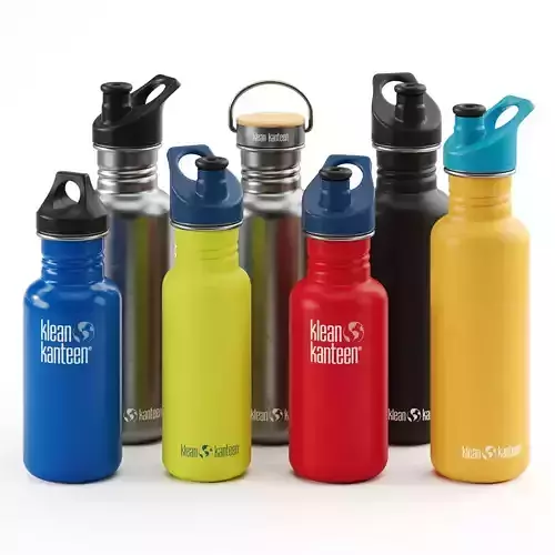 Set of fitness stainless steel water bottles