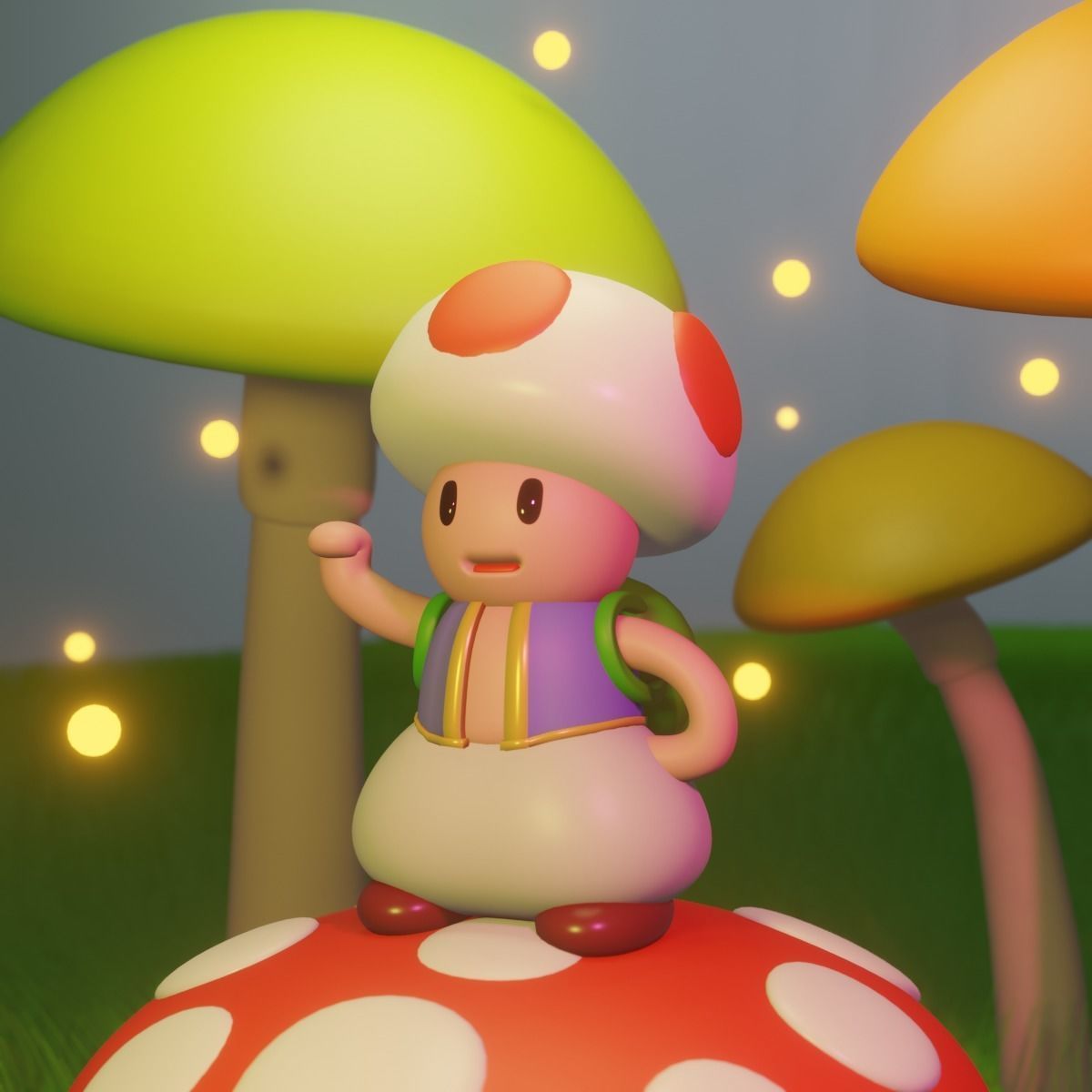 the Mushroom from the Mario cartoon 3D model_4