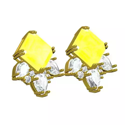 Emerald and Pear Stud Earring