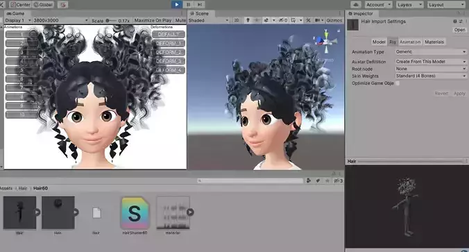 Hair 3D Model Zepeto Unity Prefab 60