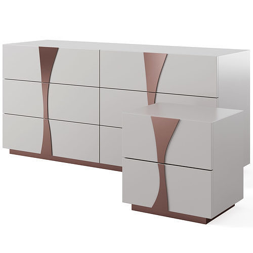 Chest of drawers and bedside table KRYPTON by Epoque 3D model