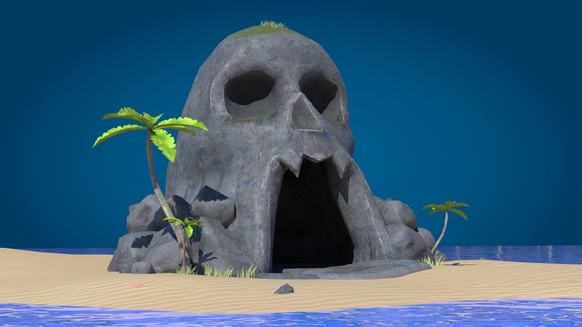 Island Skull Cave Low-poly 3D model_14