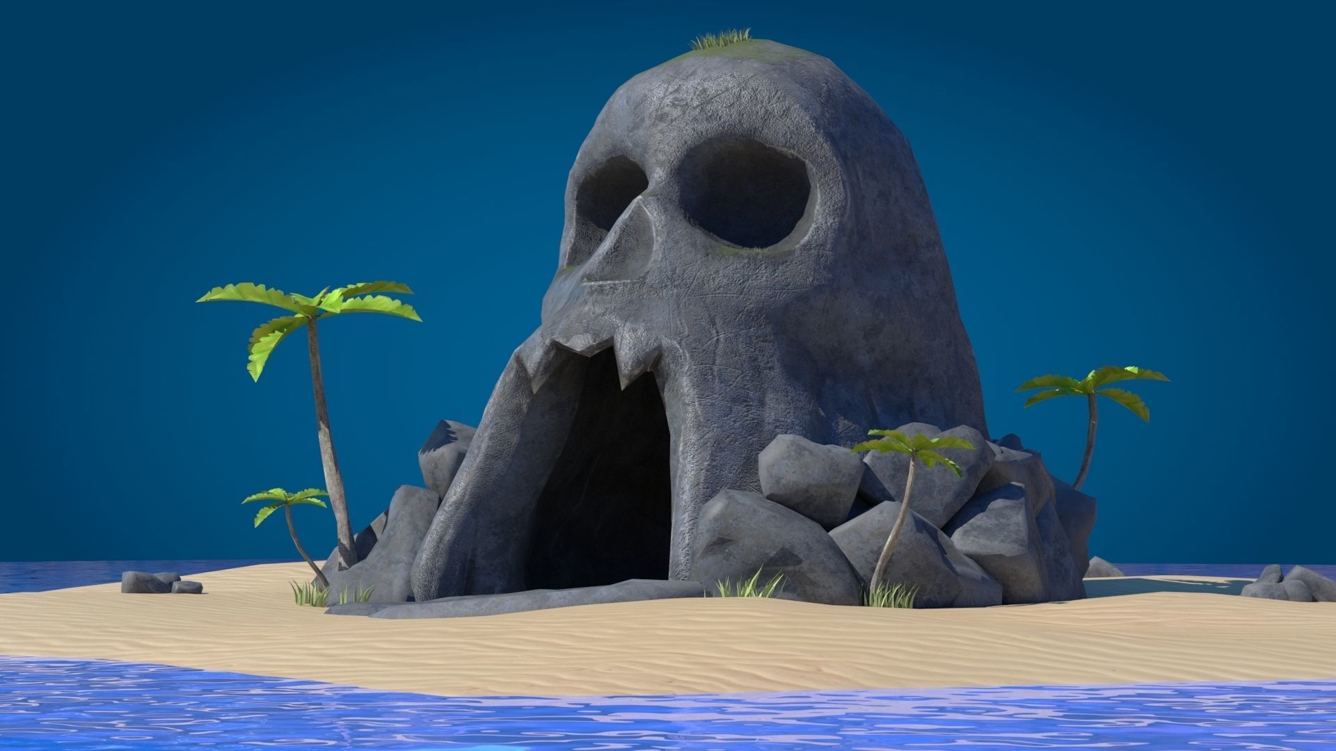 Island Skull Cave Low-poly 3D model_16