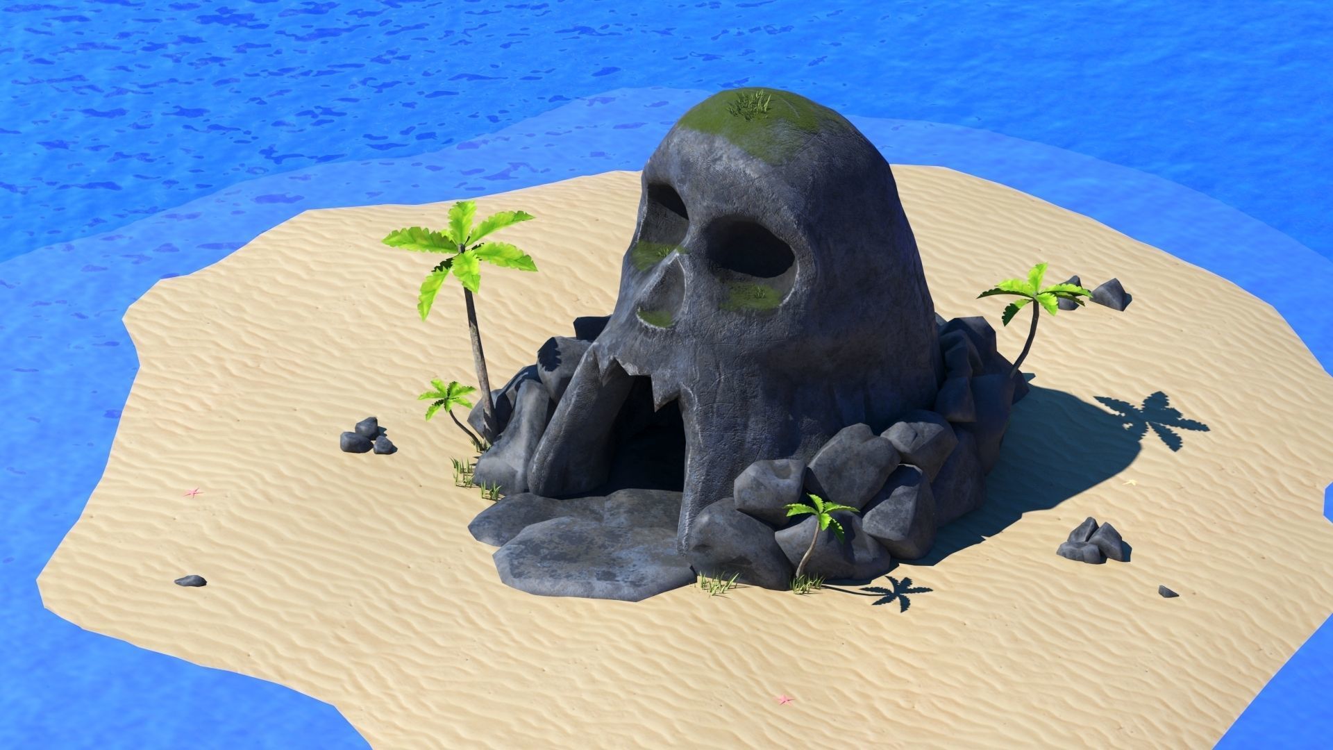 Island Skull Cave Low-poly 3D model_3