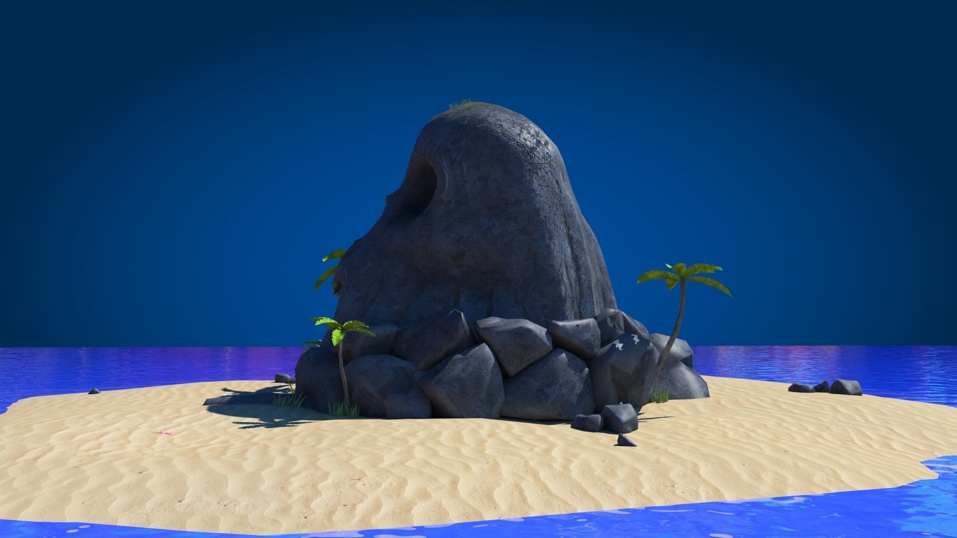 Island Skull Cave Low-poly 3D model_13