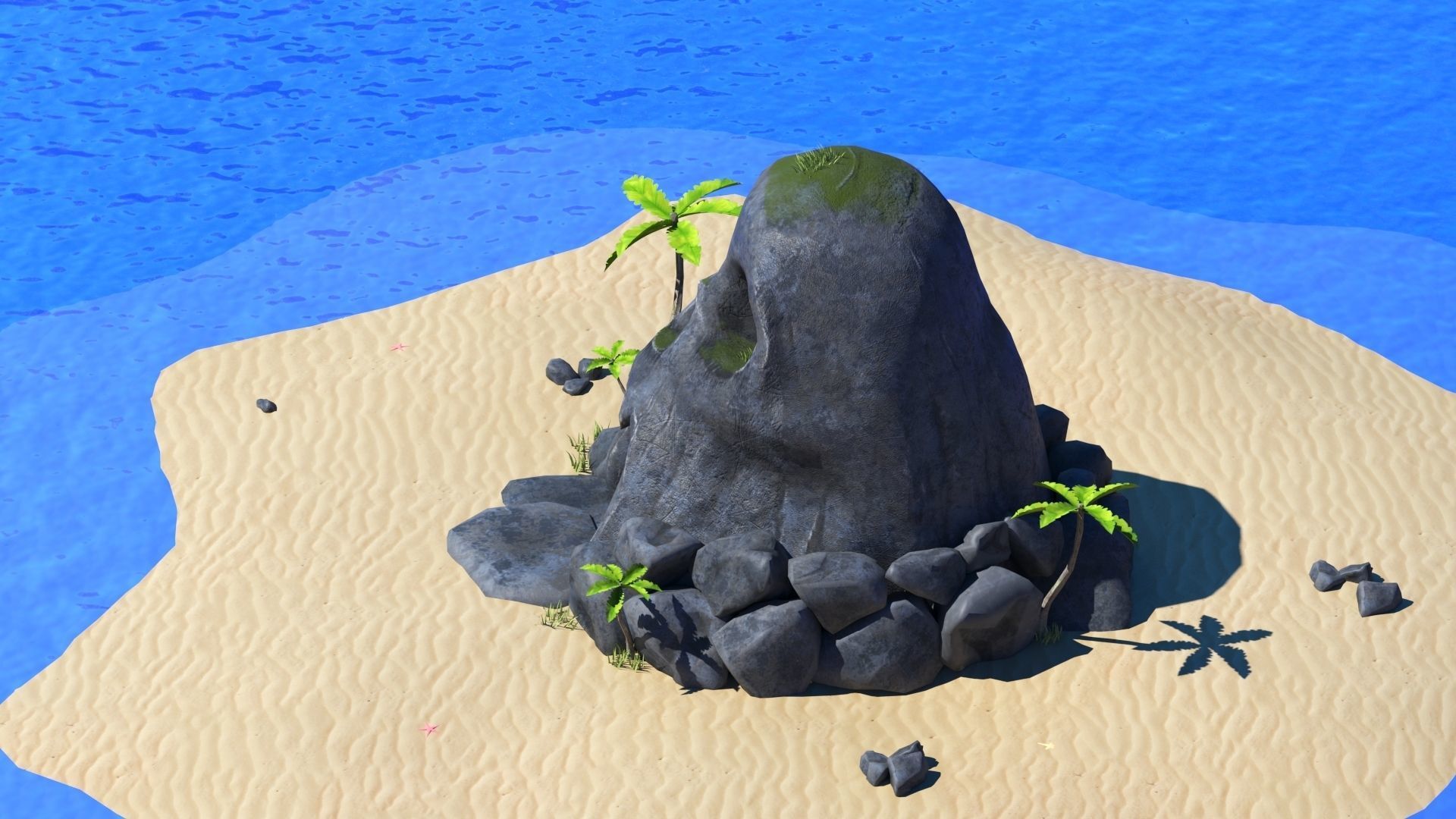 Island Skull Cave Low-poly 3D model_9