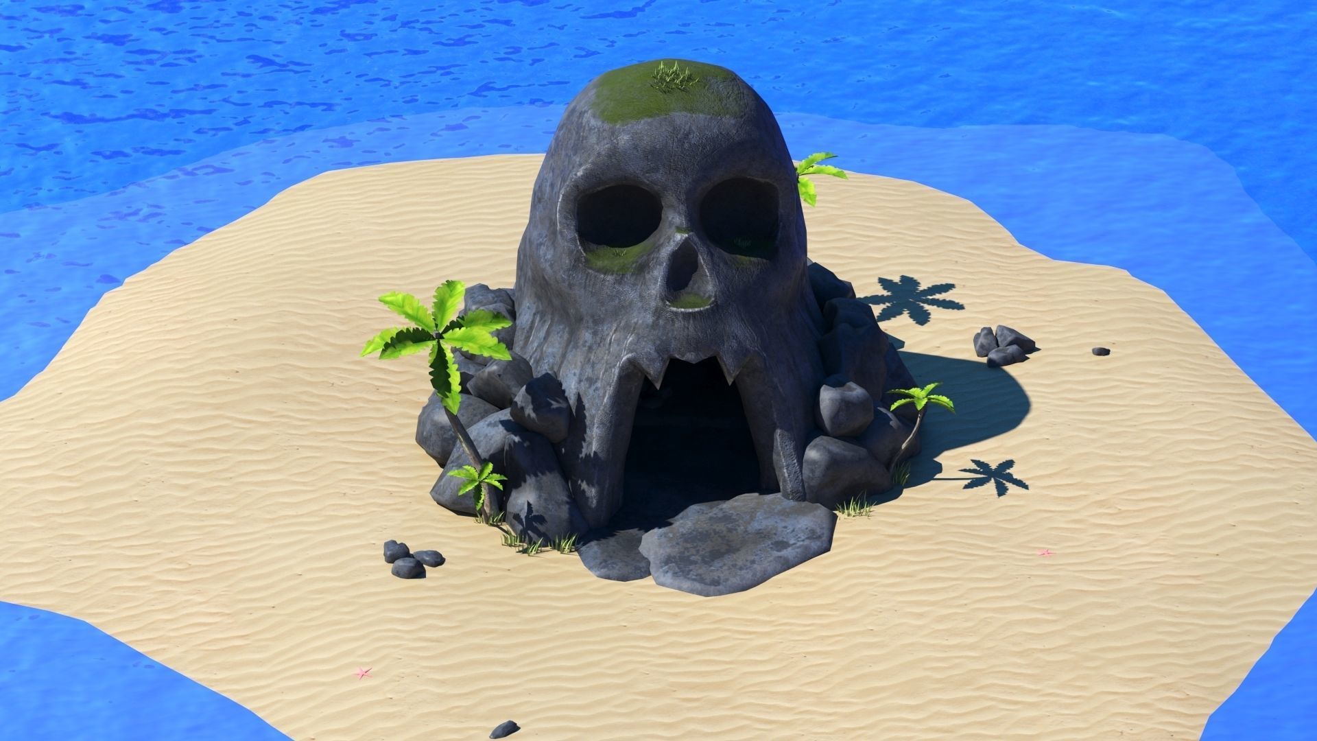 Island Skull Cave Low-poly 3D model_4