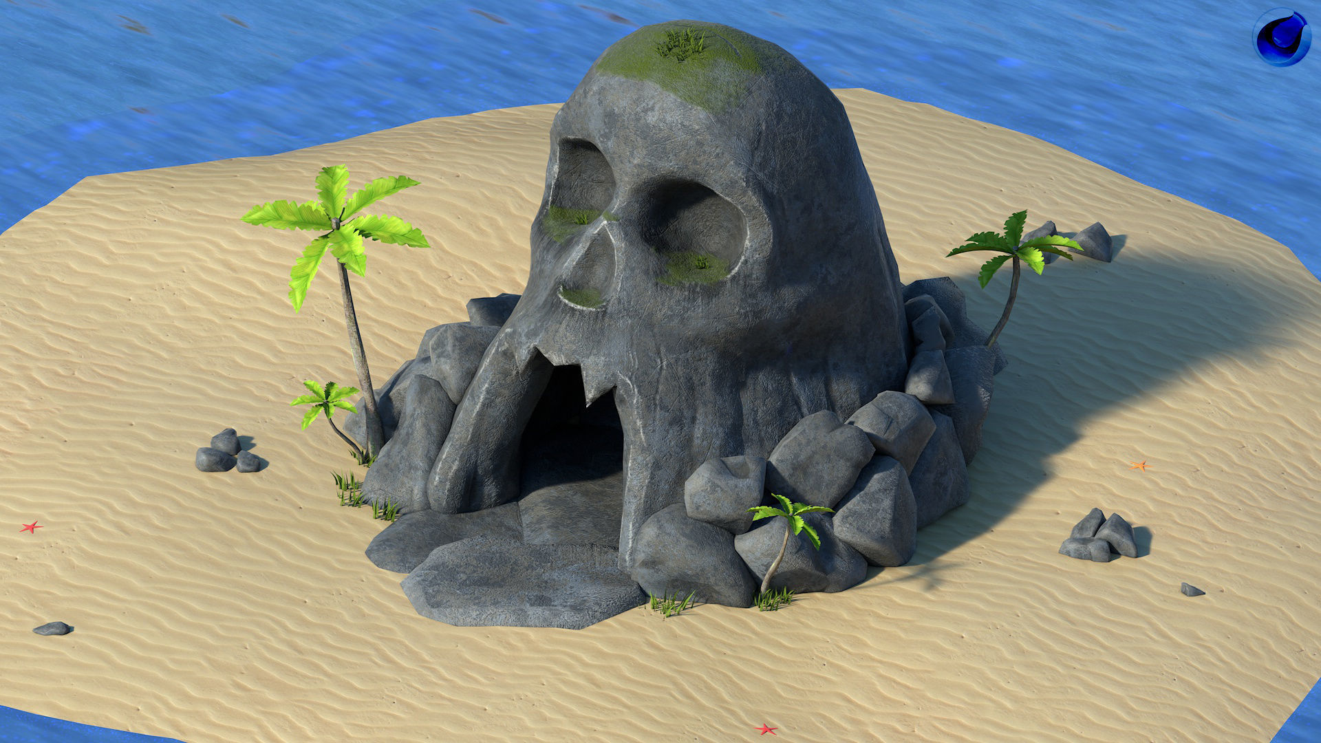 Island Skull Cave Low-poly 3D model_2