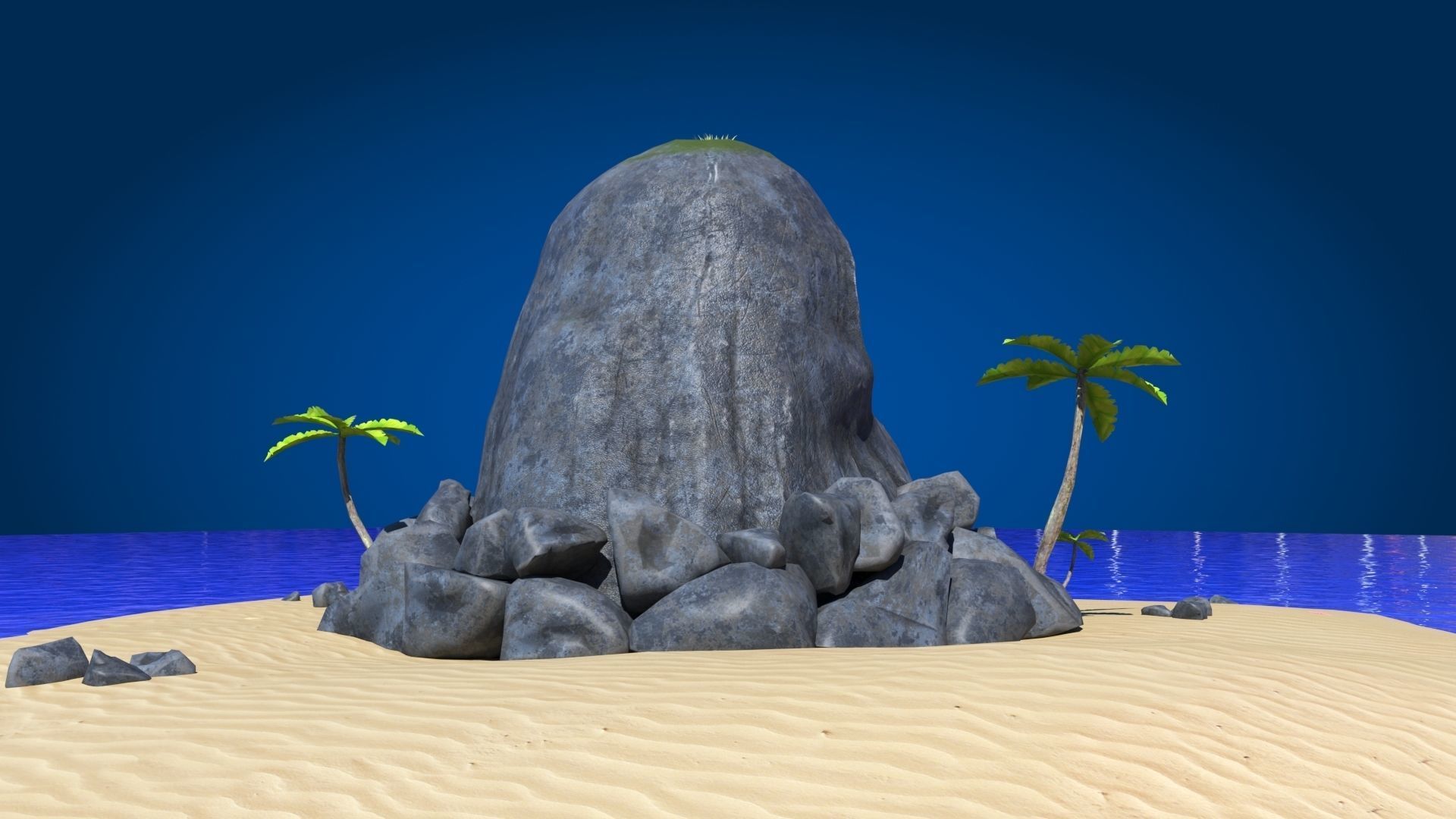 Island Skull Cave Low-poly 3D model_12