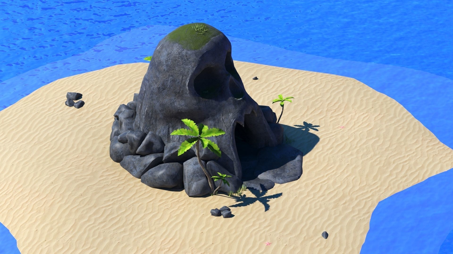 Island Skull Cave Low-poly 3D model_5