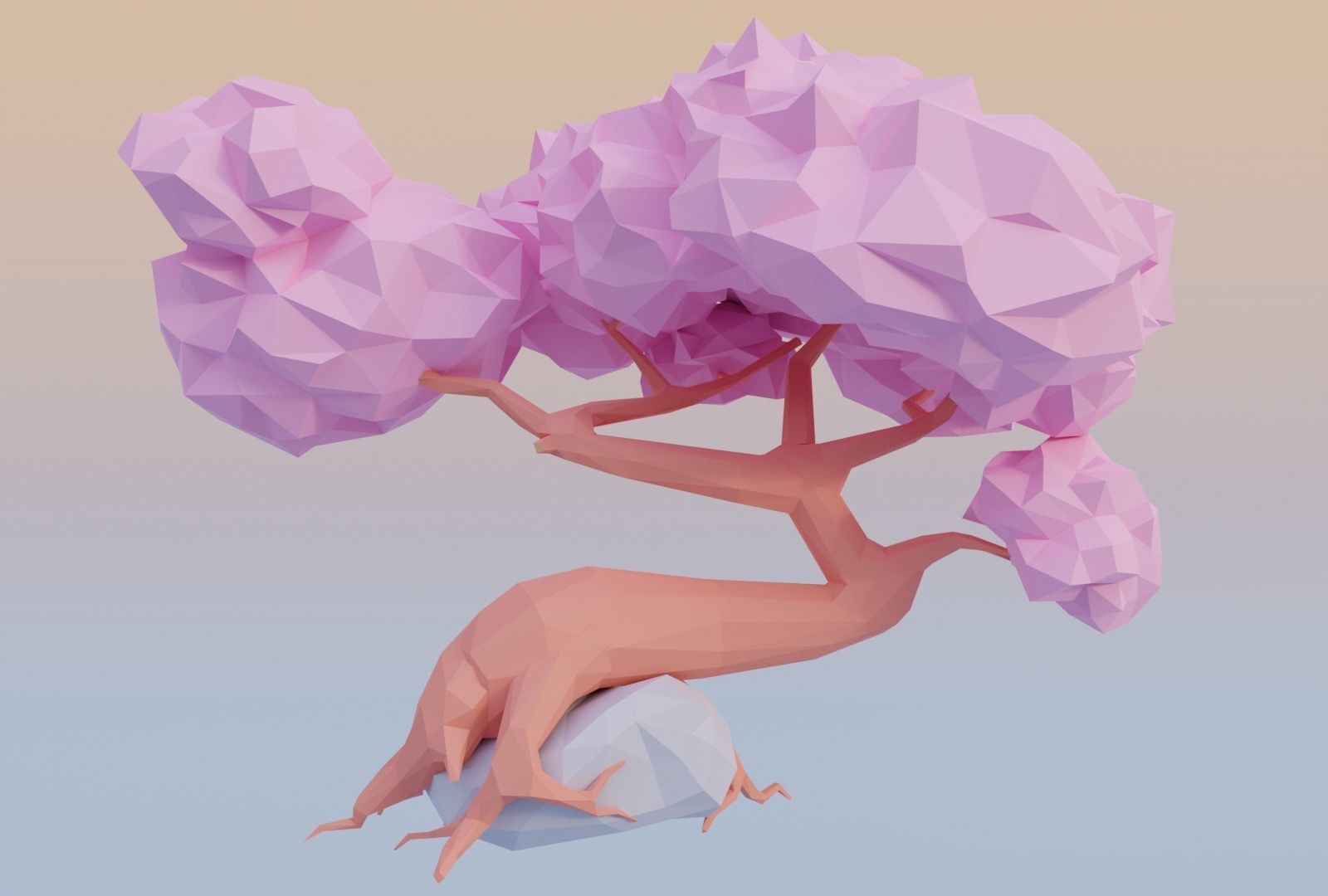 Sakura Stylized Low-poly 3D model_2