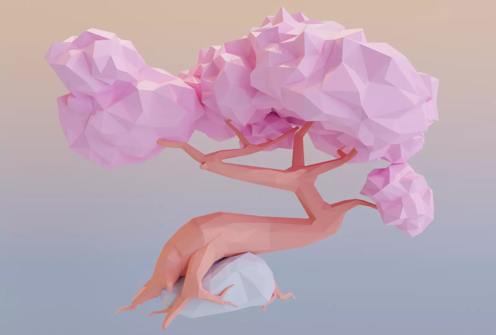 Sakura Stylized Low-poly 3D model_0