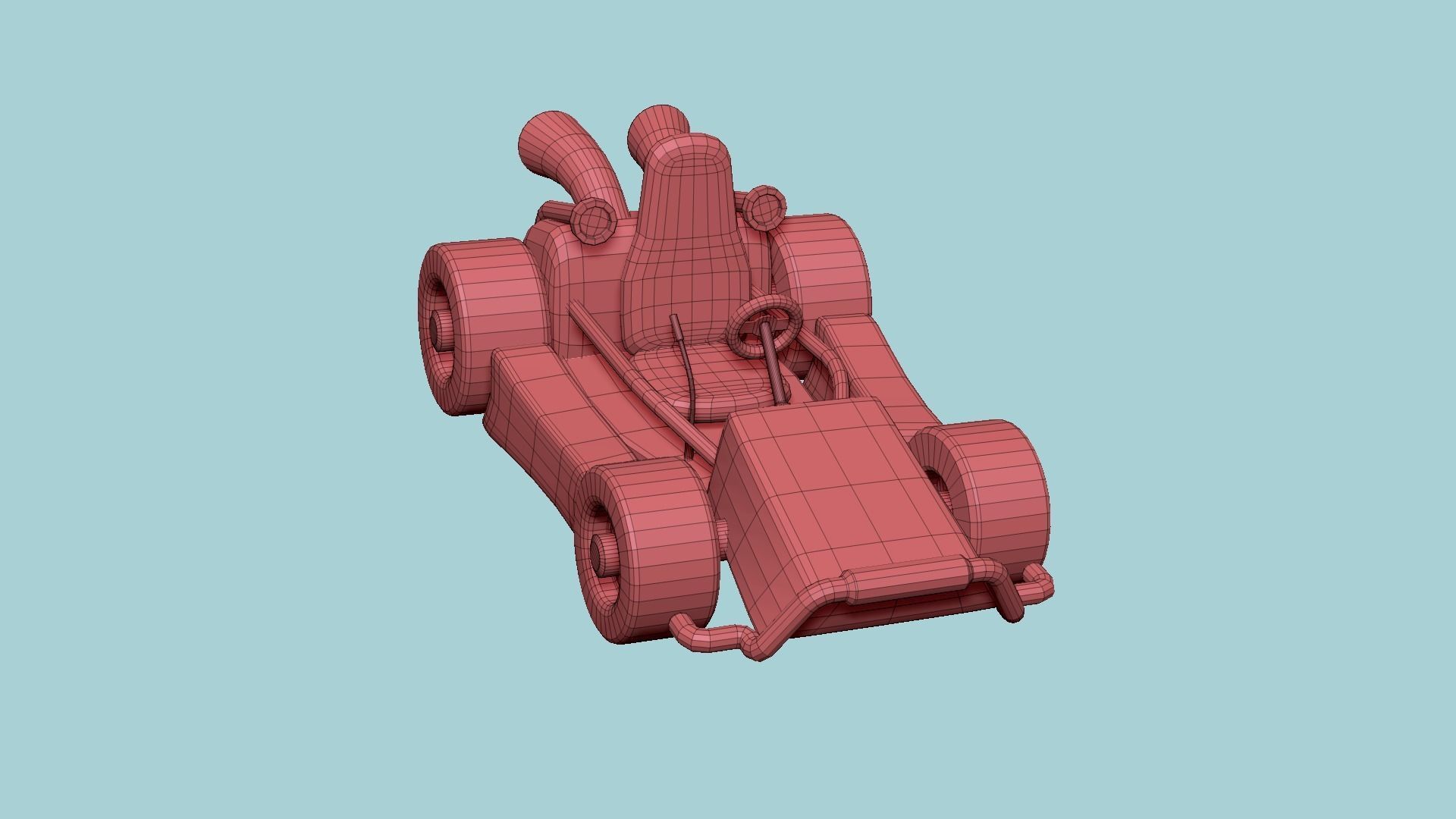 Cartoon Kart I06 Yellow - Vehicle Racing Design Low-poly 3D model_16