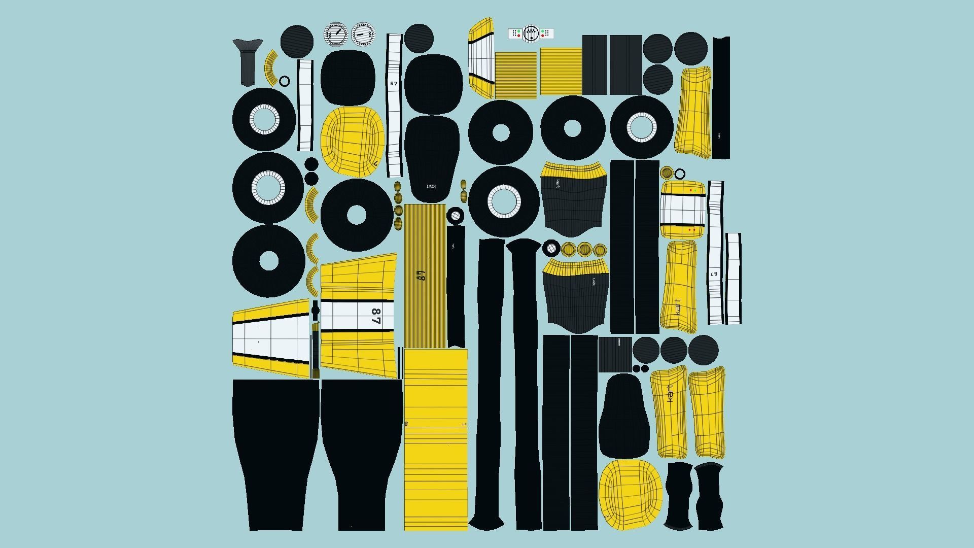 Cartoon Kart I06 Yellow - Vehicle Racing Design Low-poly 3D model_5