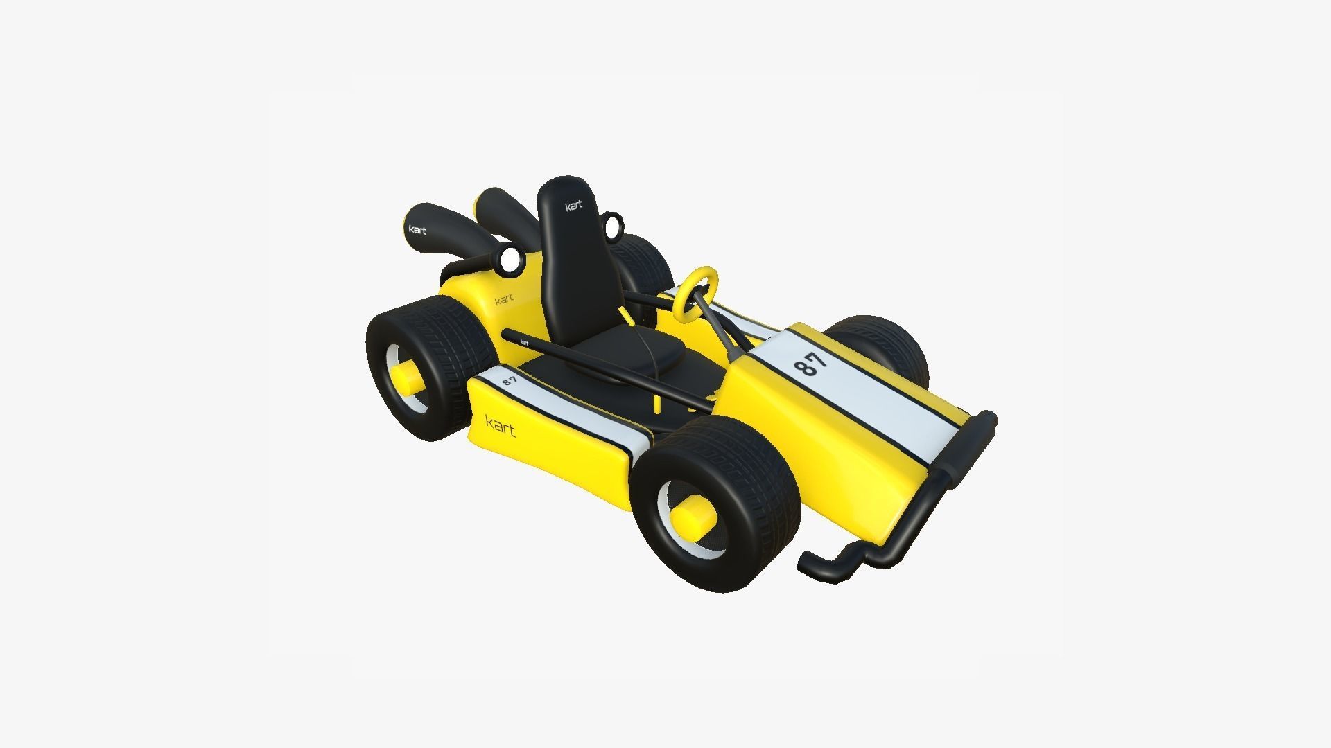 Cartoon Kart I06 Yellow - Vehicle Racing Design Low-poly 3D model_4