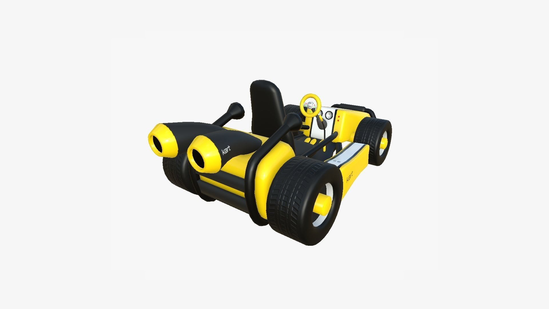 Cartoon Kart I06 Yellow - Vehicle Racing Design Low-poly 3D model_2