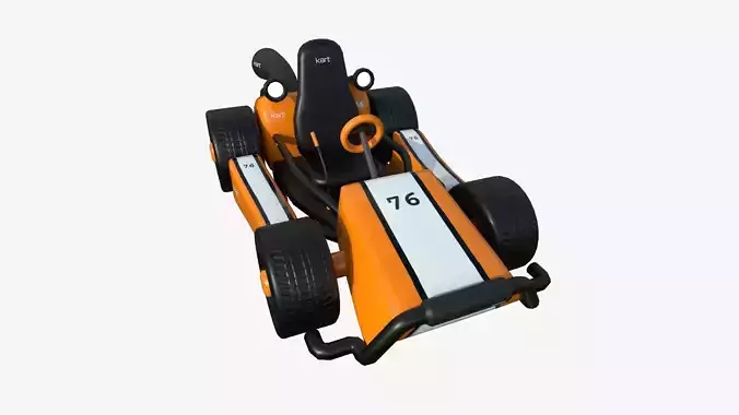 Cartoon Kart I07 Orange - Vehicle Racing Design Low-poly 3D model