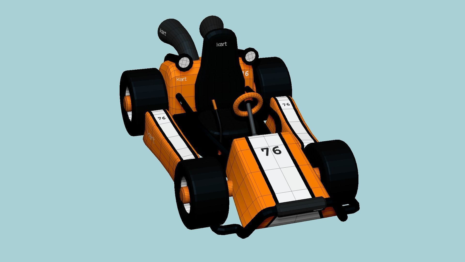 Cartoon Kart I07 Orange - Vehicle Racing Design Low-poly 3D model_6