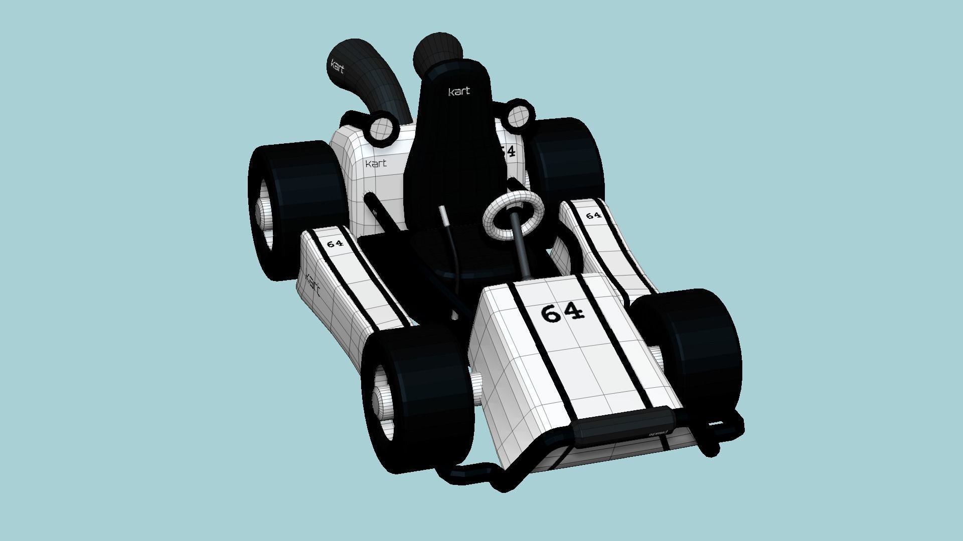 Cartoon Kart I08 White - Vehicle Racing Design Low-poly 3D model_6