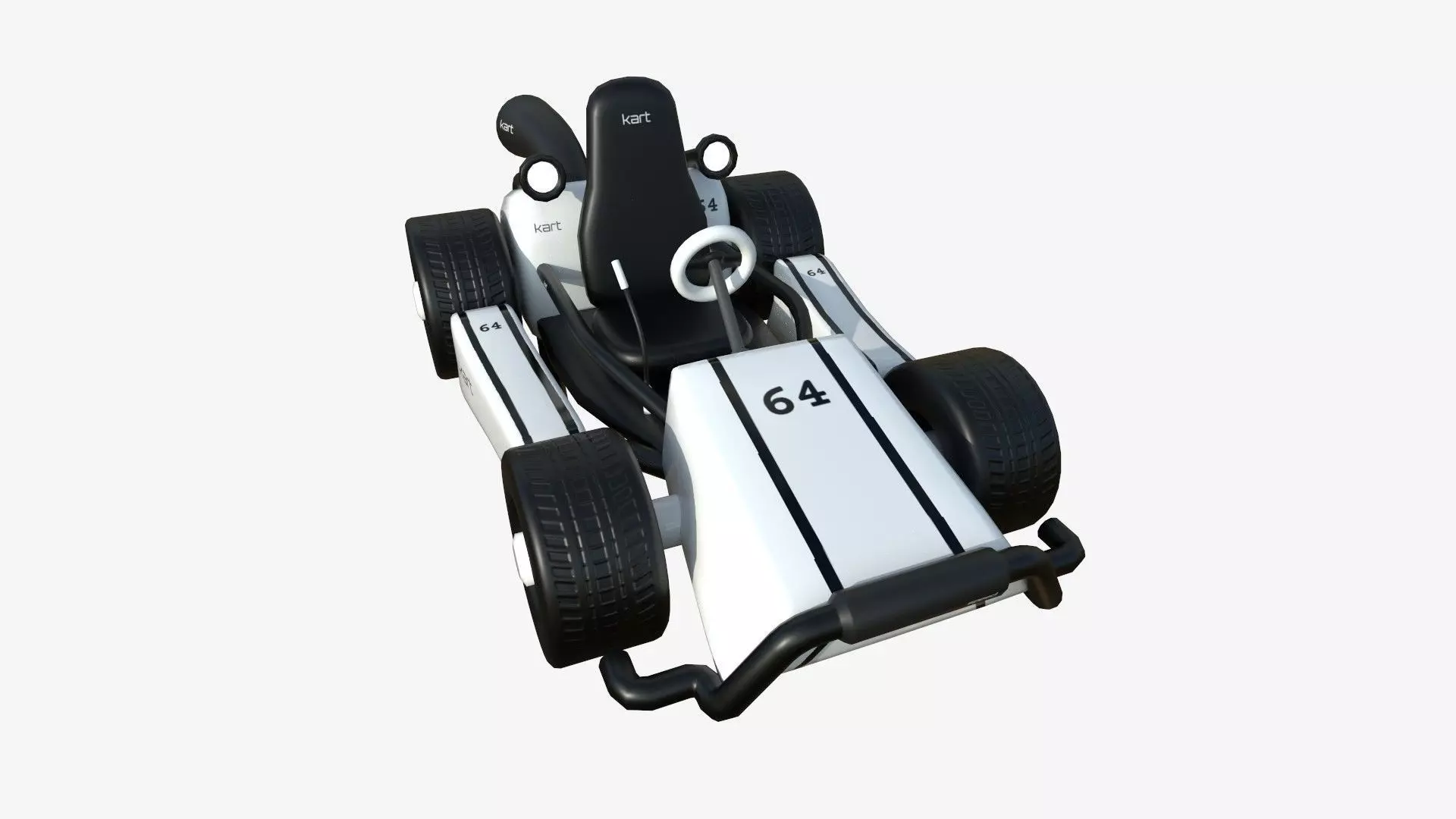 Cartoon Kart I08 White - Vehicle Racing Design Low-poly 3D model_0