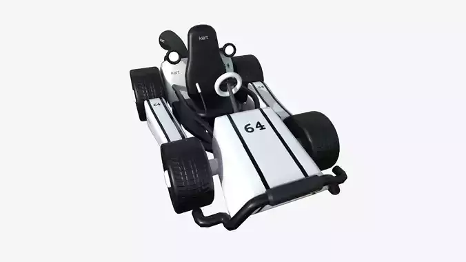 Cartoon Kart I08 White - Vehicle Racing Design Low-poly 3D model