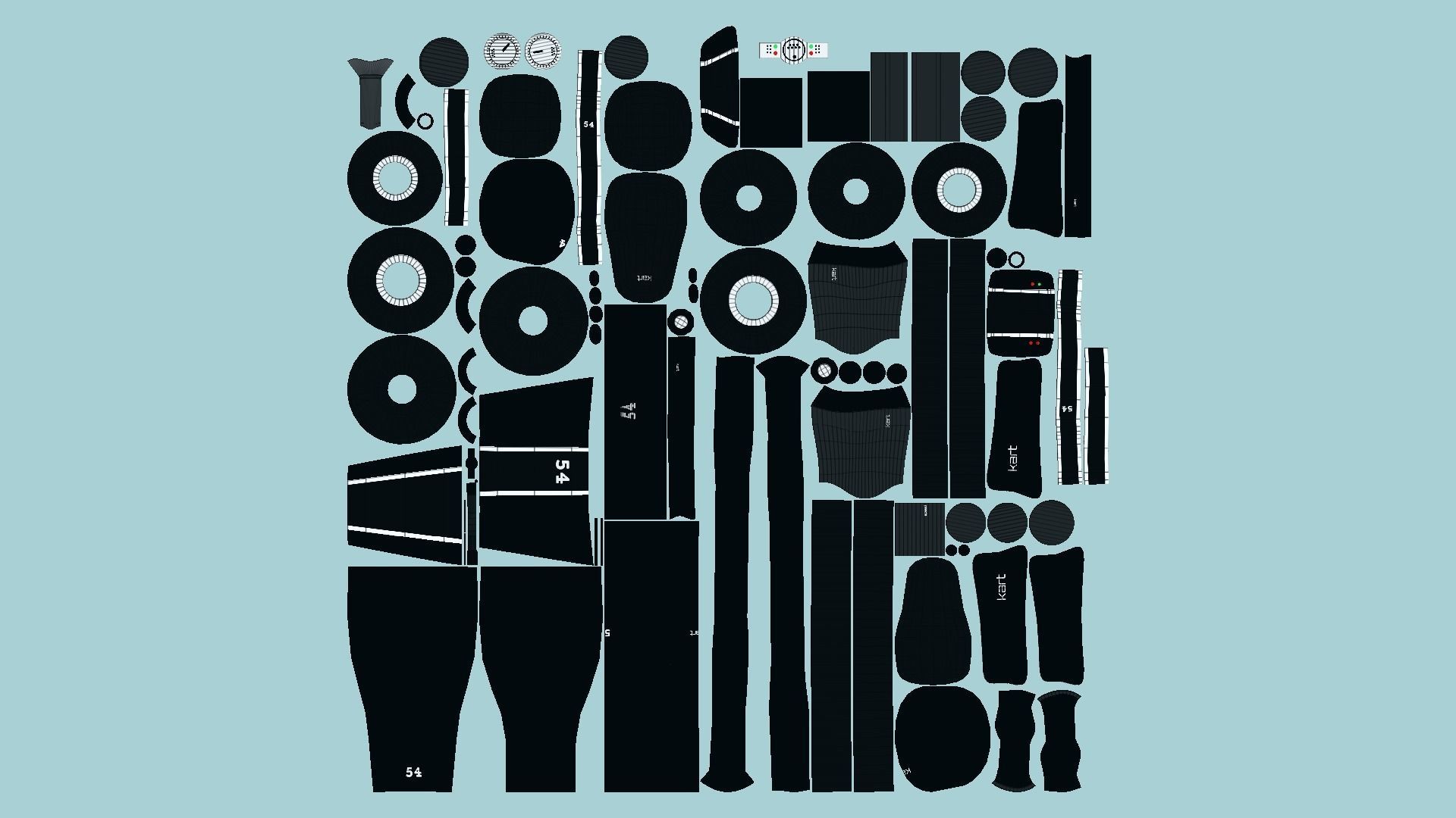 Cartoon Kart I09 Black - Vehicle Racing Design Low-poly 3D model_5