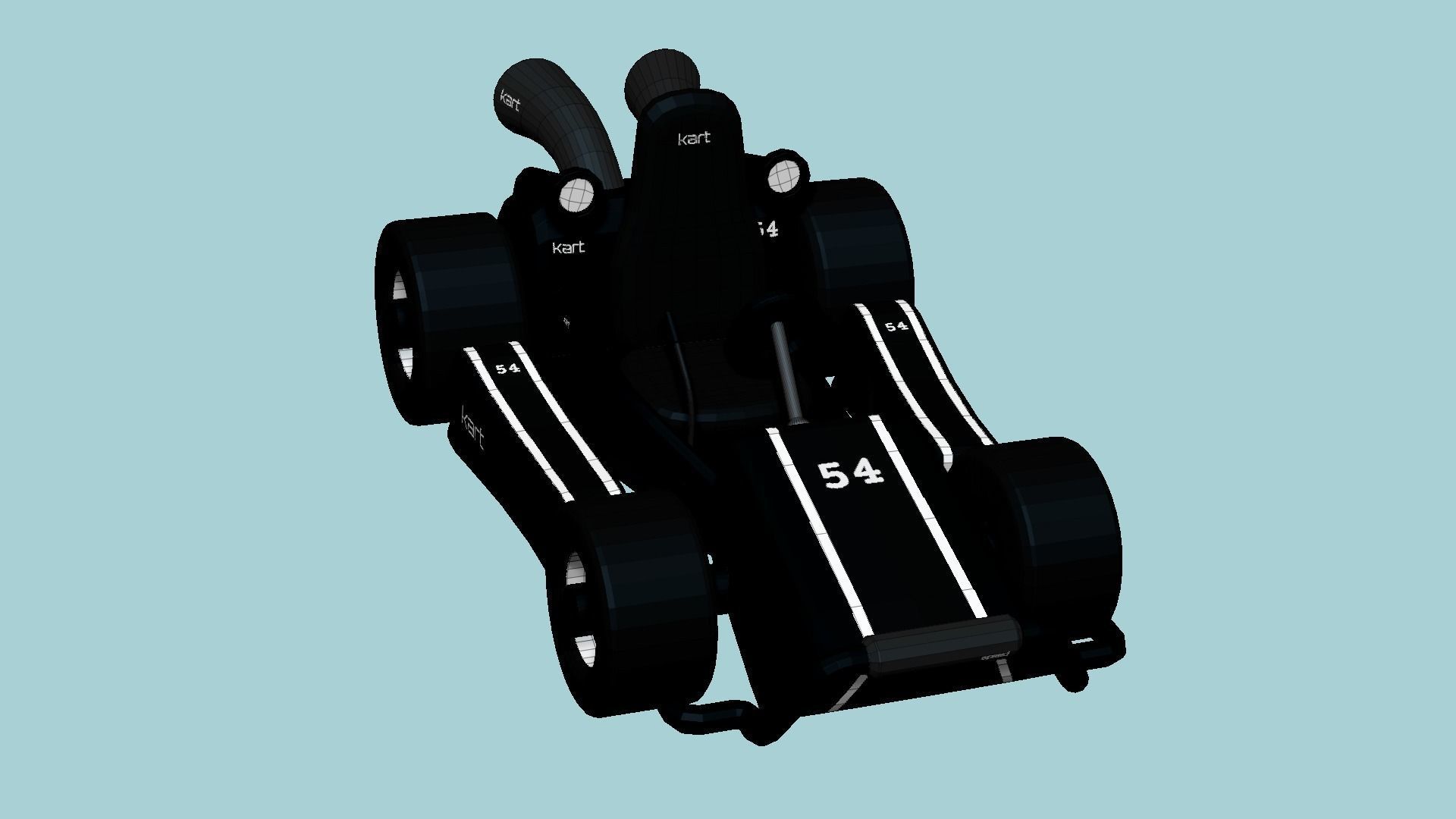 Cartoon Kart I09 Black - Vehicle Racing Design Low-poly 3D model_6