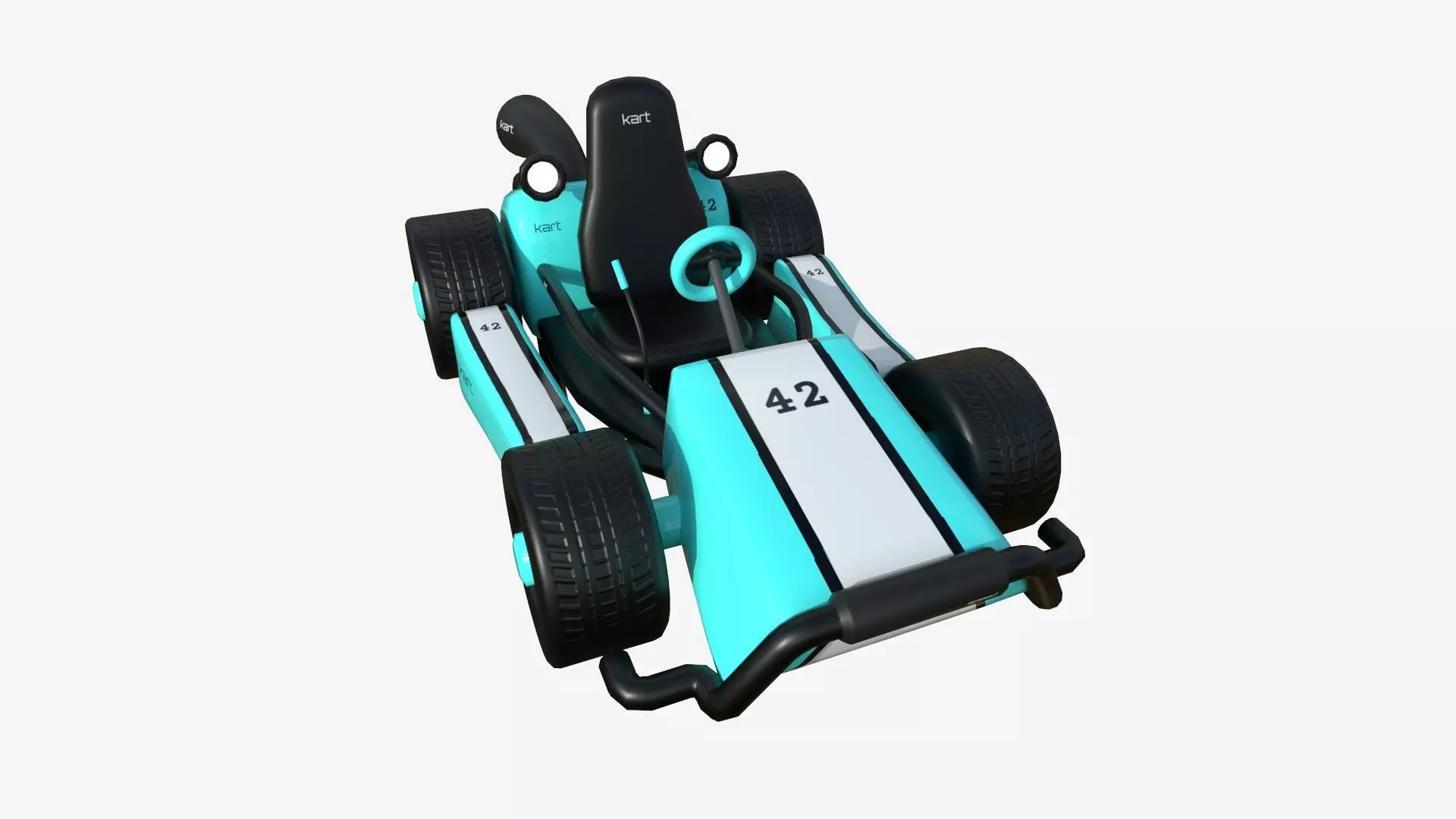 Cartoon Kart I10 Light Blue - Vehicle Racing Design Low-poly 3D model_0