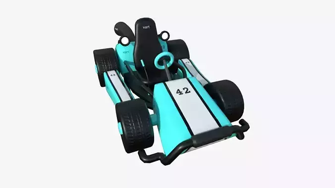 Cartoon Kart I10 Light Blue - Vehicle Racing Design Low-poly 3D model