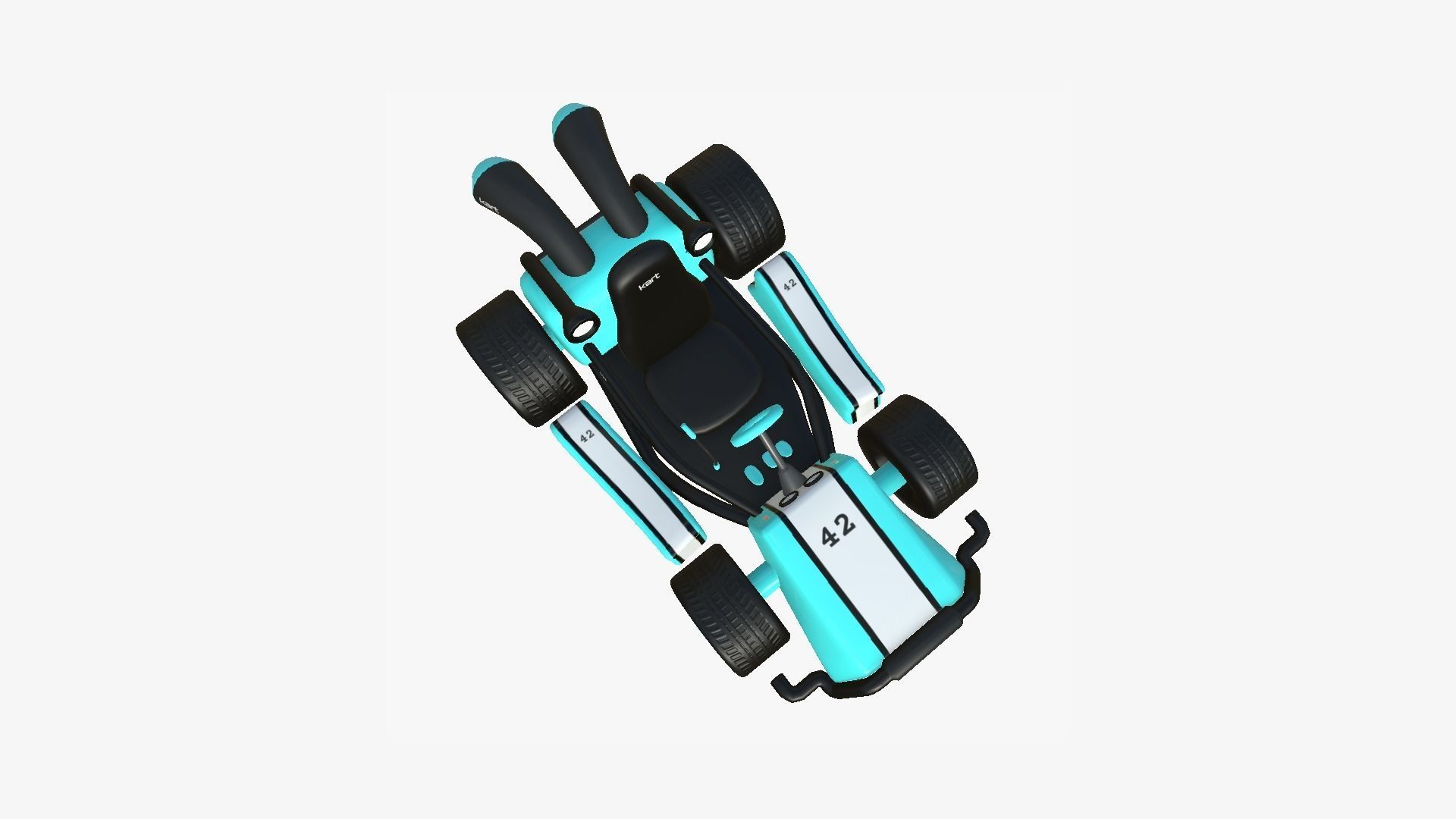 Cartoon Kart I10 Light Blue - Vehicle Racing Design Low-poly 3D model_1