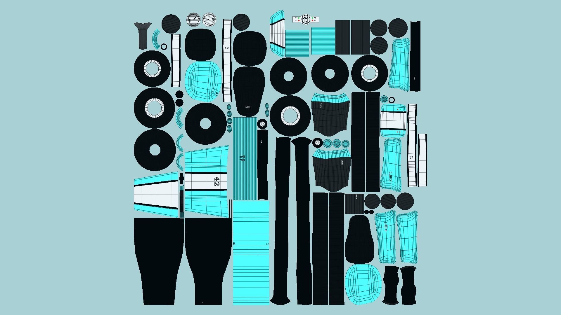 Cartoon Kart I10 Light Blue - Vehicle Racing Design Low-poly 3D model_5