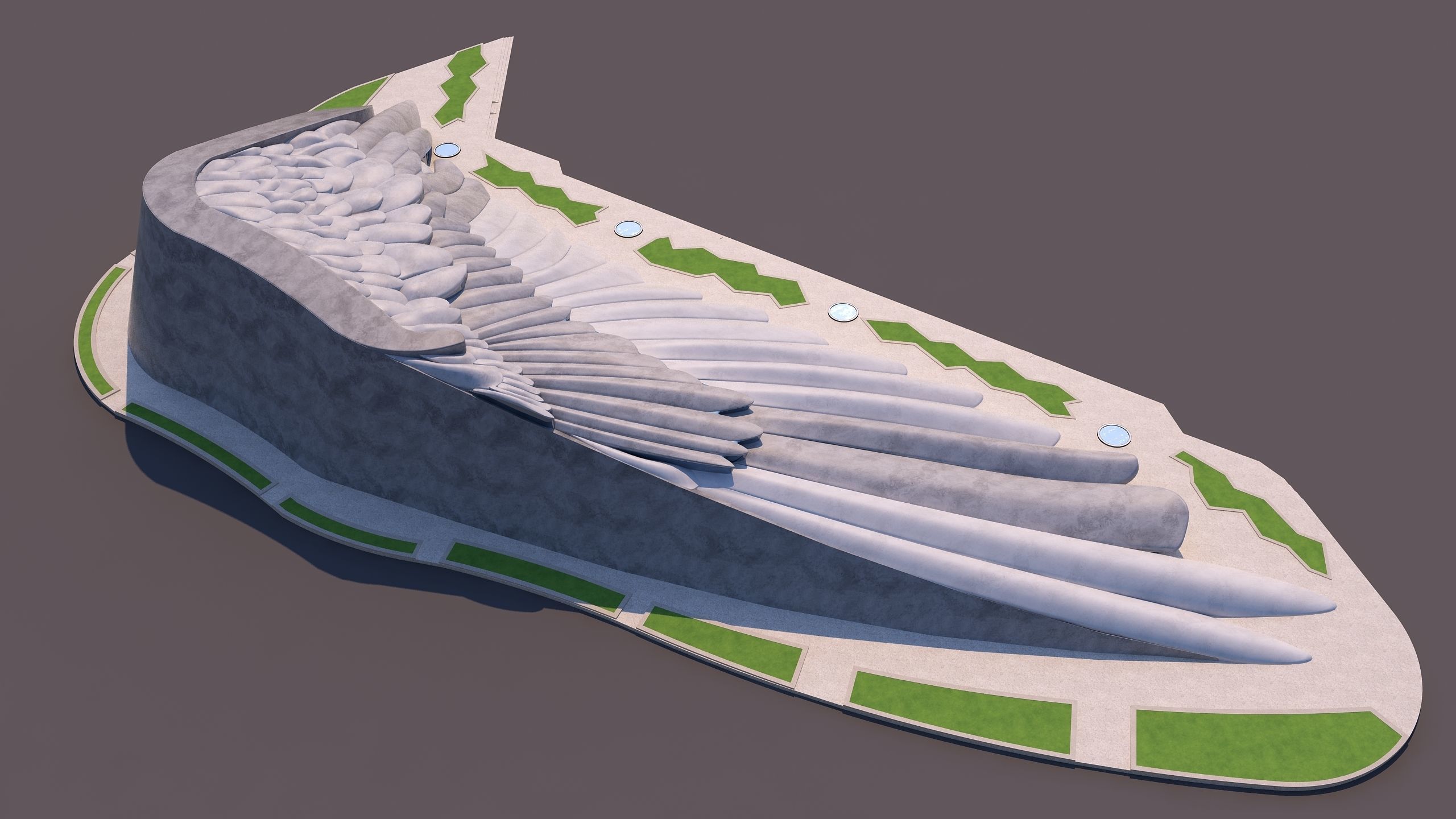 0126 - Bird Wing Building 3D model | CGTrader