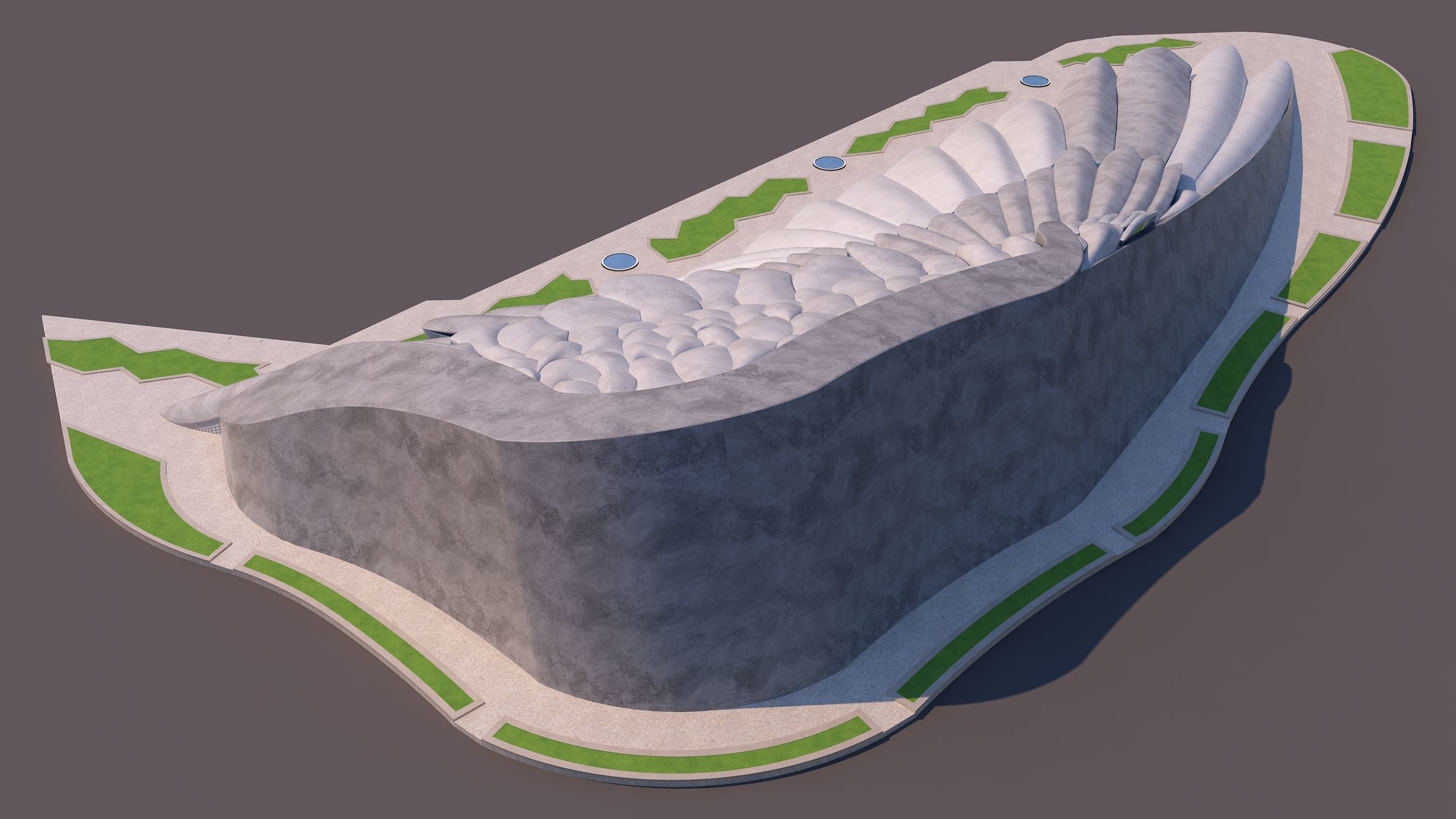 View of 0126 - Bird Wing Building 3D model | CGTrader