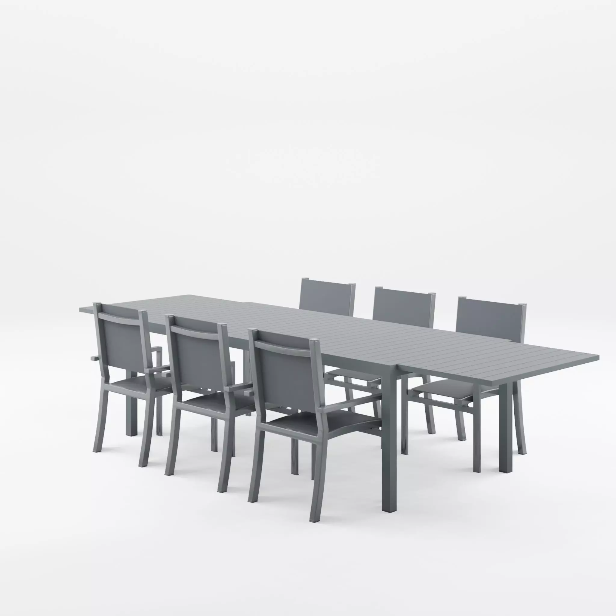 Palermo Dining Set 1 Table and 6 Chairs 3D Model Low-poly 3D model_0