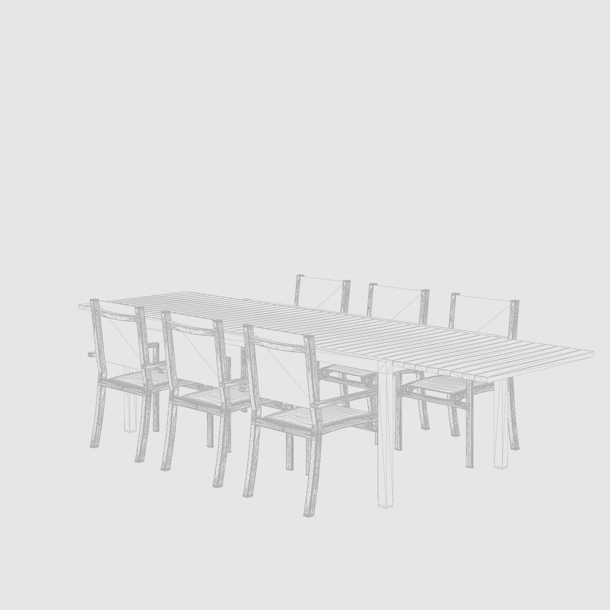 Palermo Dining Set 1 Table and 6 Chairs 3D Model Low-poly 3D model_7