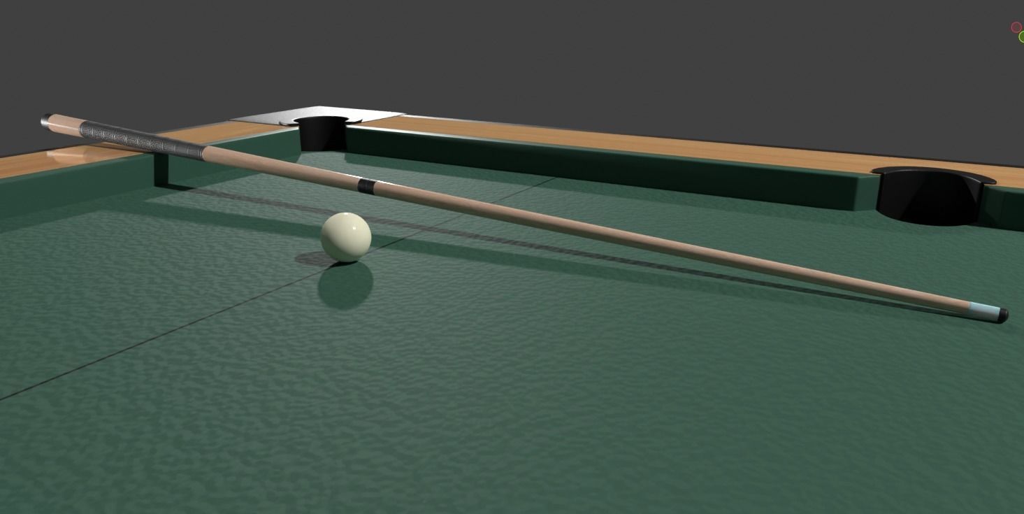 Pool Set table with cue and balls Low-poly 3D model_3